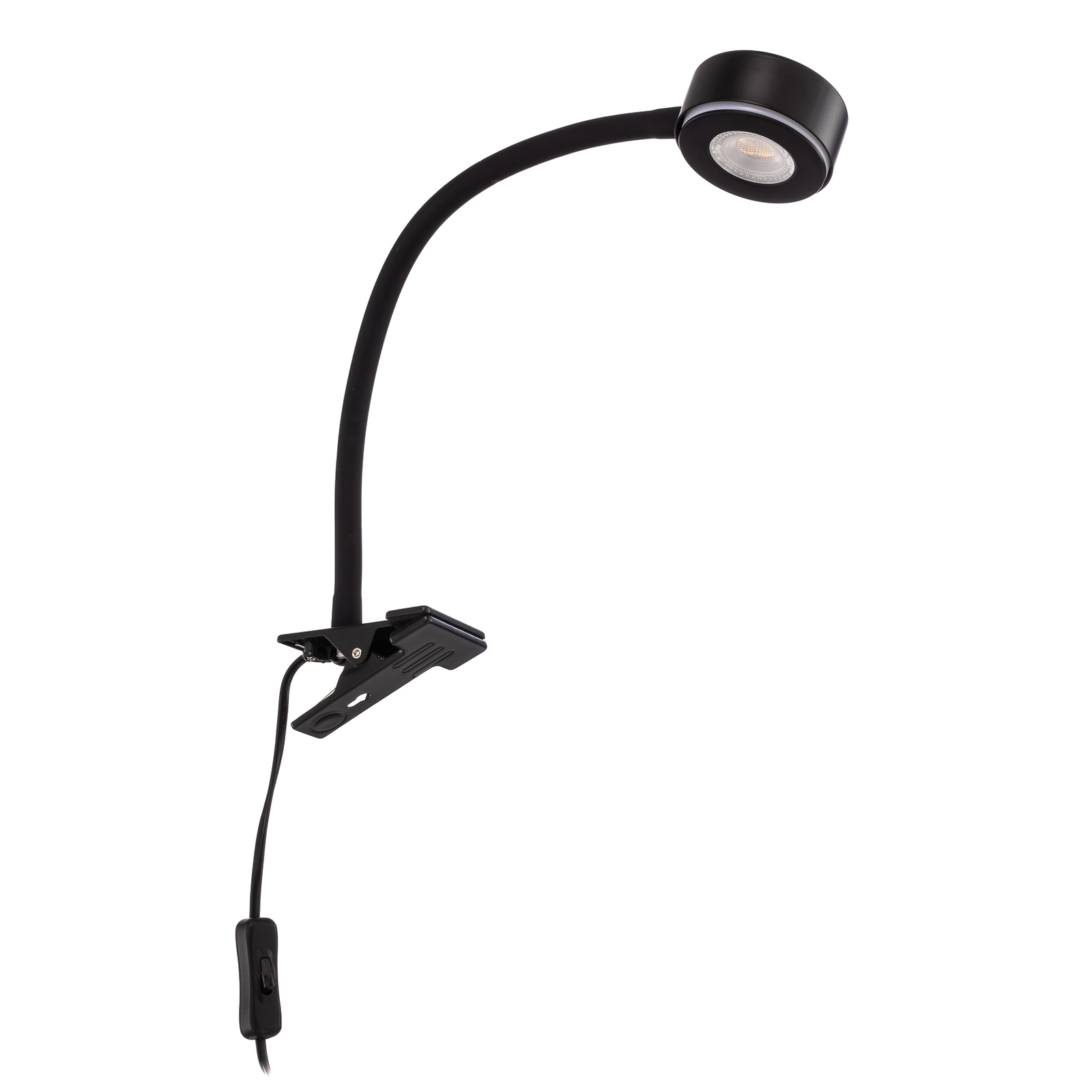 Lindby lampe à pince Jyla, noir, 4000K, bras flexible, GX53