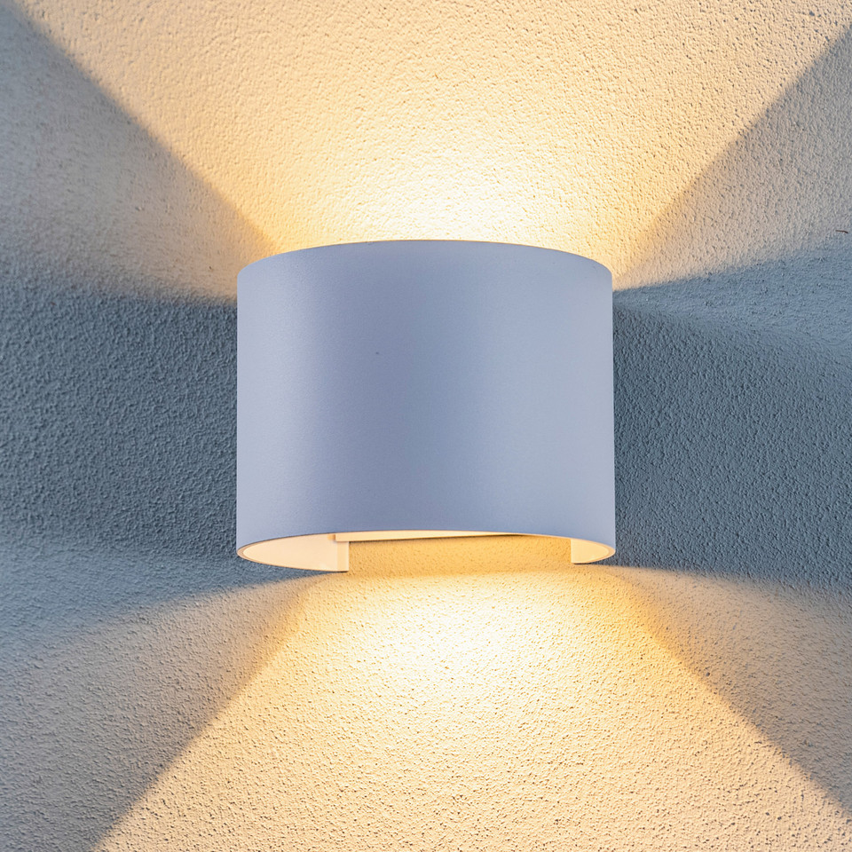 Lindby Nivar Round LED Utomhus Vägglampa, vit från Lindby