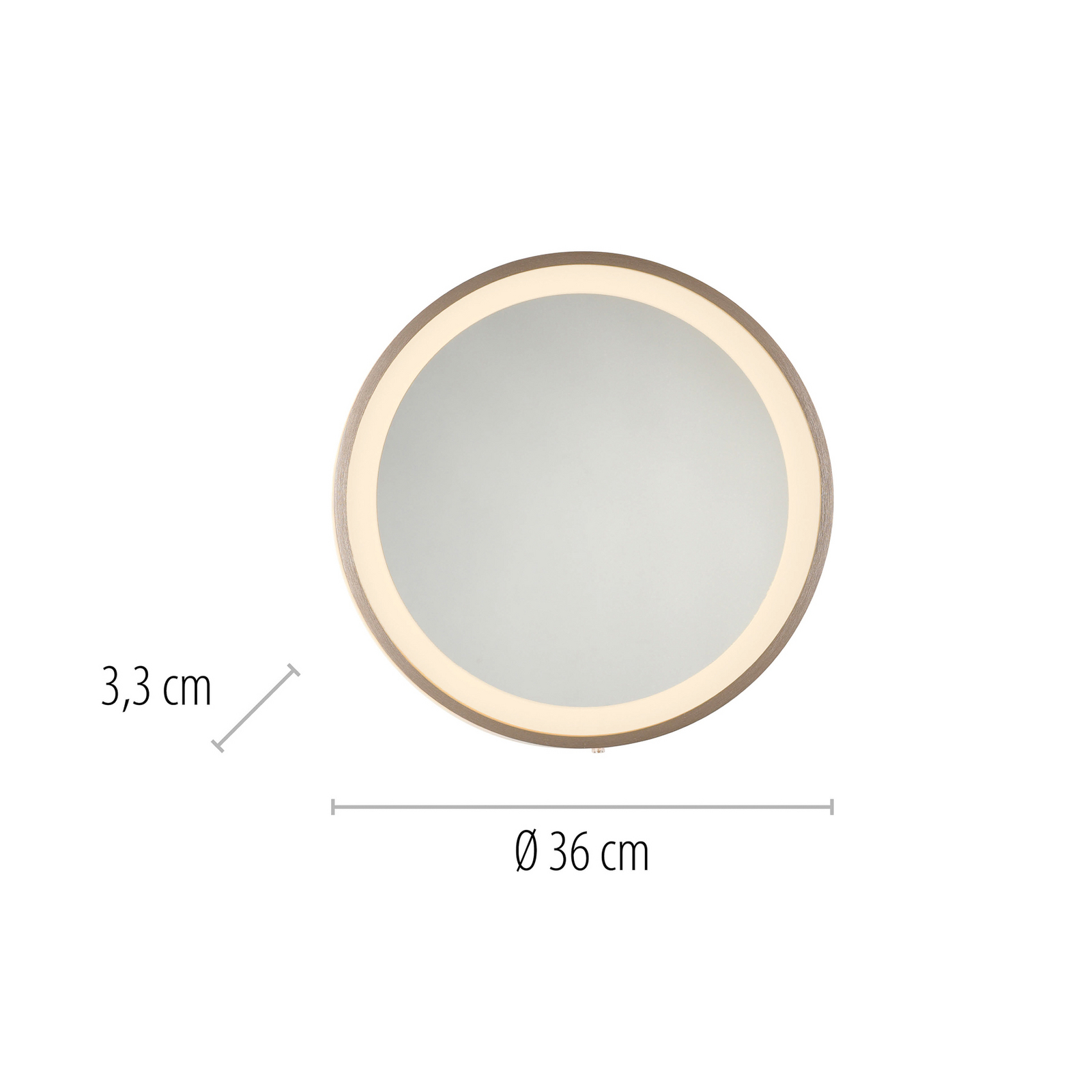 LED-Wandspiegel VIDRO, bronze, Ø 36 cm, Powerbank, Schalter