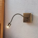 Lindby LED-seinävalaisin Mayar, messinki, metalli, lukulamppu, 11cm