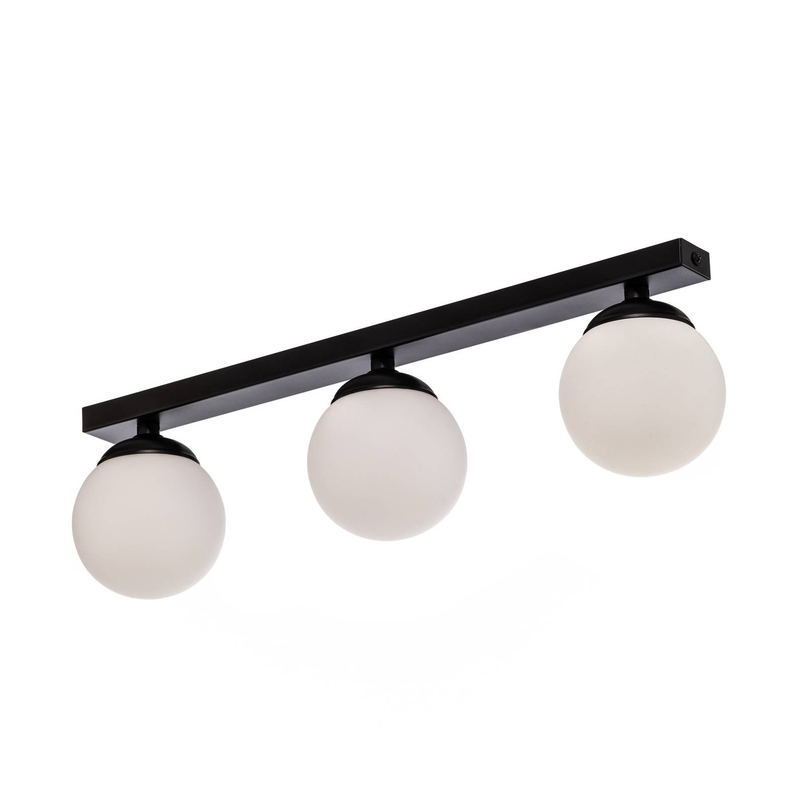 Deckenlampe Fatis Opalglas/schwarz 3-flammig lang