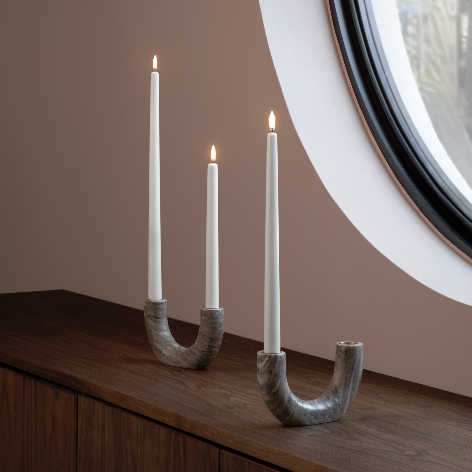 TAPER LED-kaars, set van 2, wit, hoogte 25 cm - Uyuni Lighting