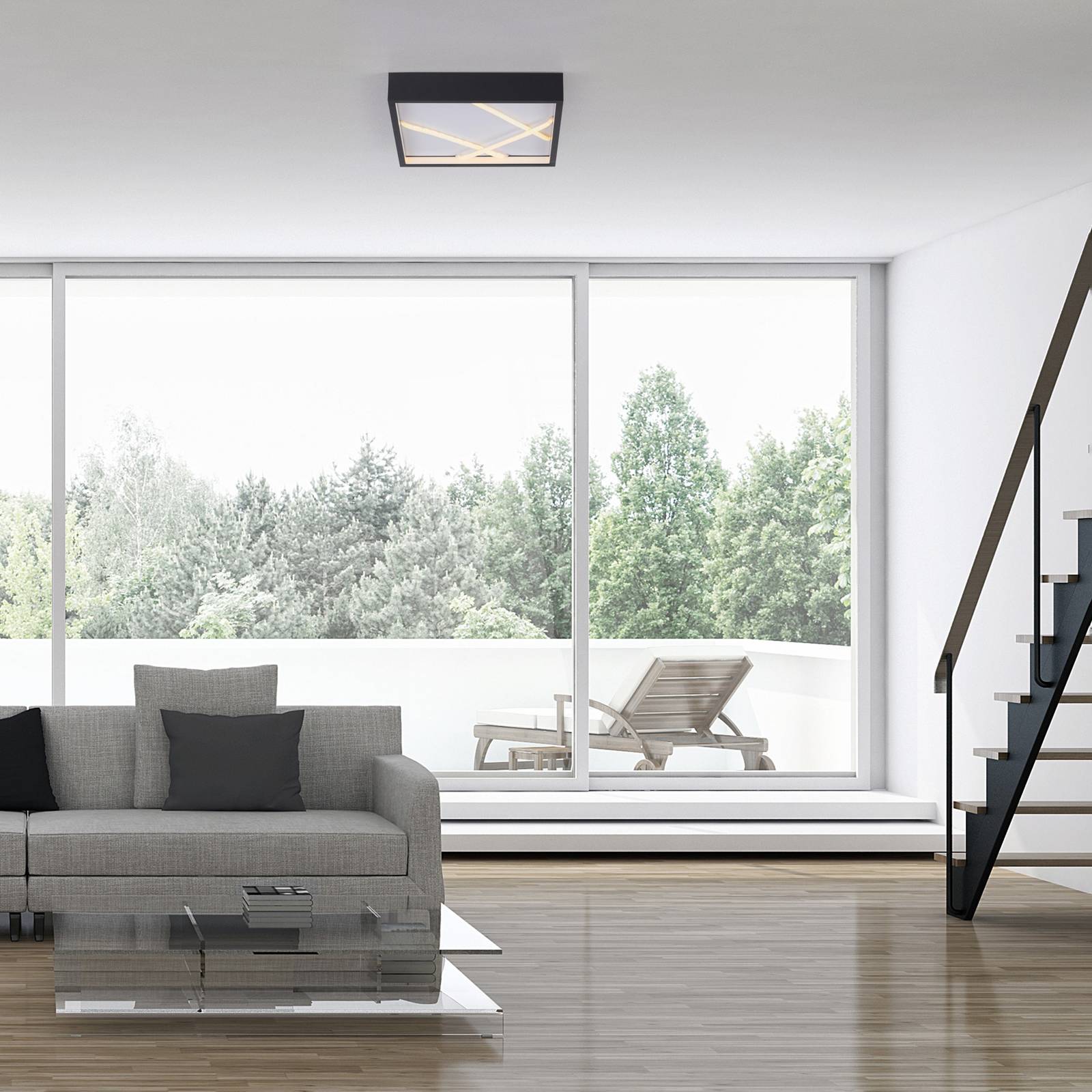 JUST LIGHT. lampa sufitowa LED Mikado, 30 x 30 cm, czarne