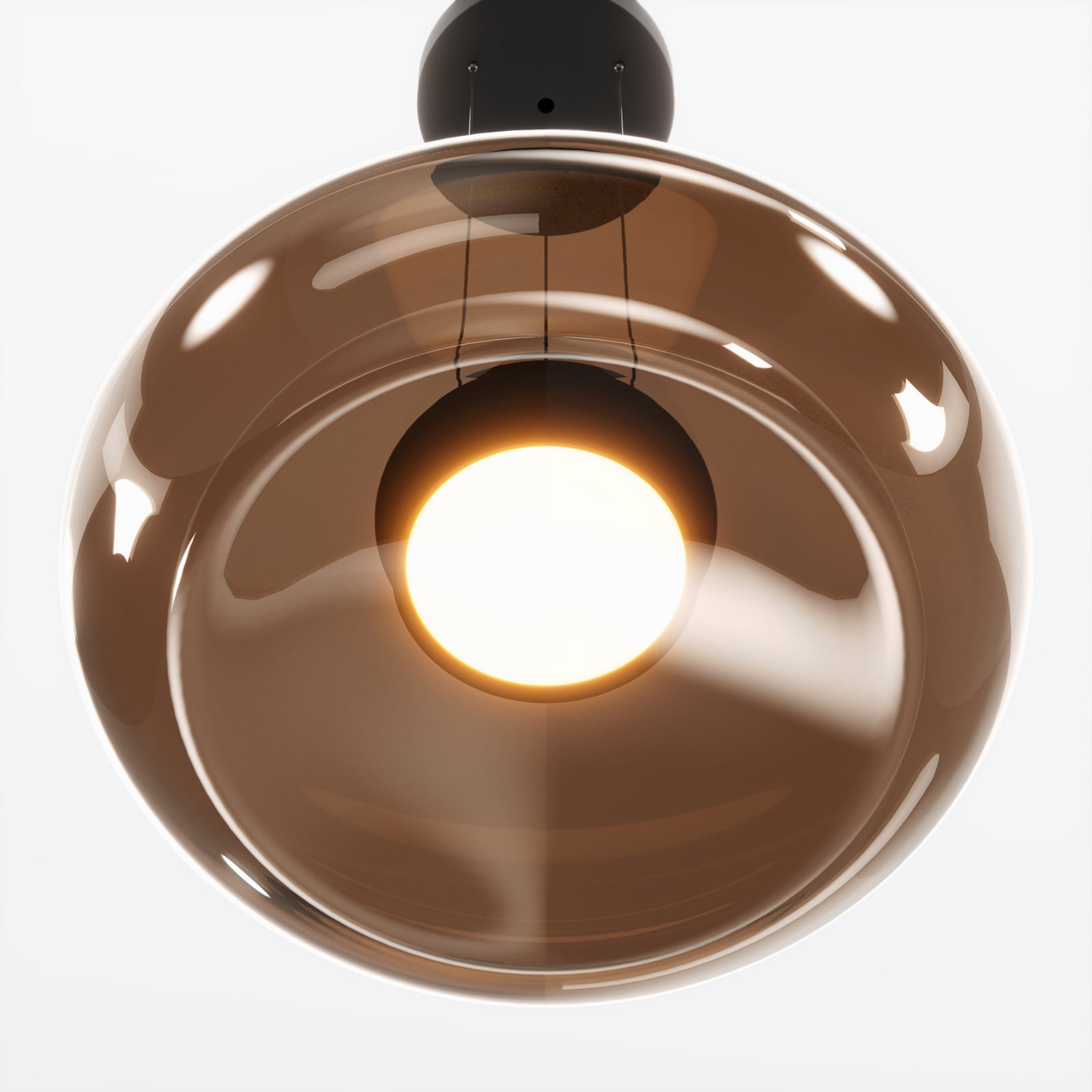 LED viseća svjetiljka Bassa, smeđa, Ø 45 cm, staklo, prigušiva