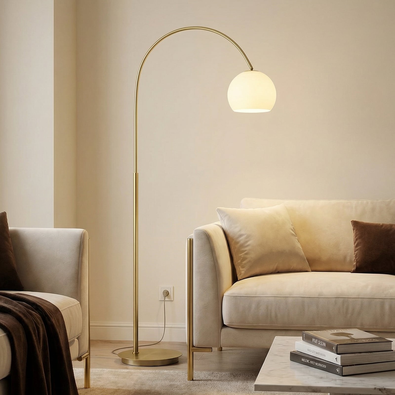 Cynthia Floor Lamp Opal/Brass - Lindby