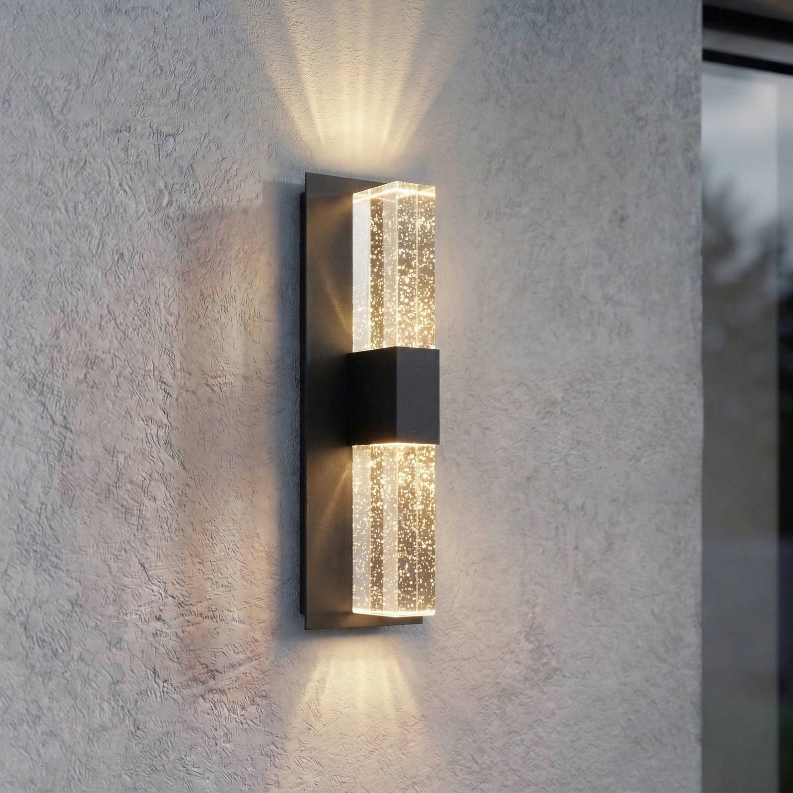 Applique d'extérieur LED Lucande Velune, anthracite/transparent, 46 cm, CCT