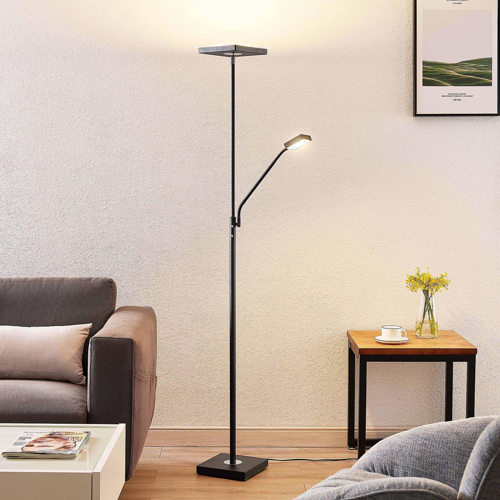 Lindby Sumani lampadaire LED, angulaire, noir