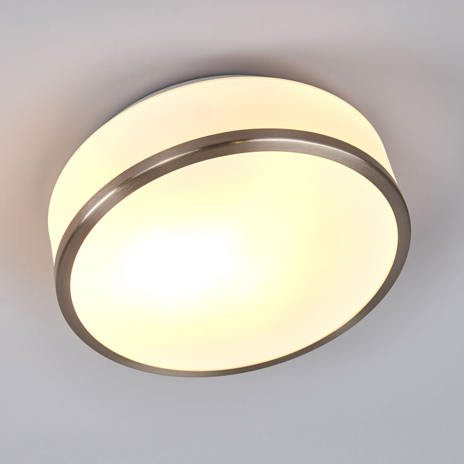 Deckenleuchte Flush IP44, silber satiniert