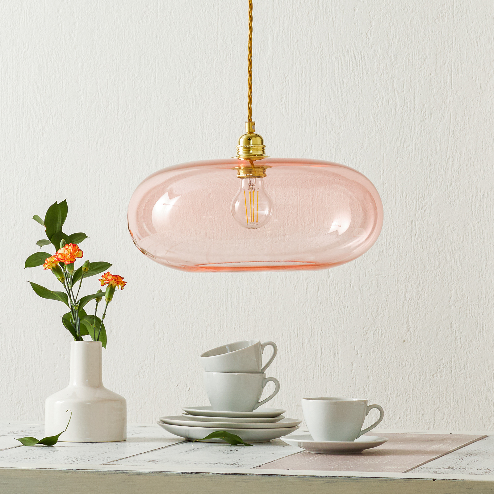 EBB & FLOW Horizon függő lámpa rozé-arany Ø 36 cm