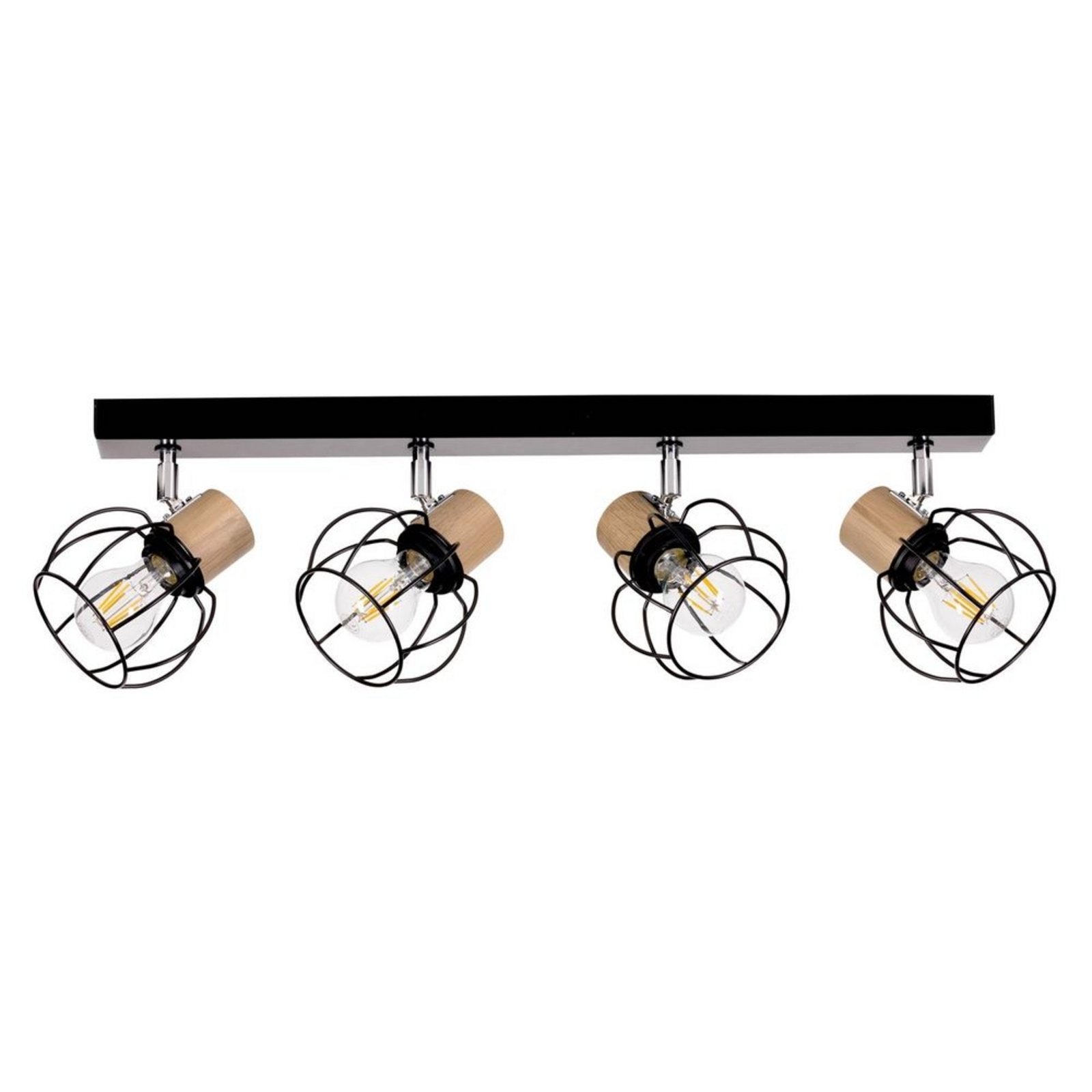 Fence 4 Ceiling Lamp Black/Chrome/Wood - Envostar