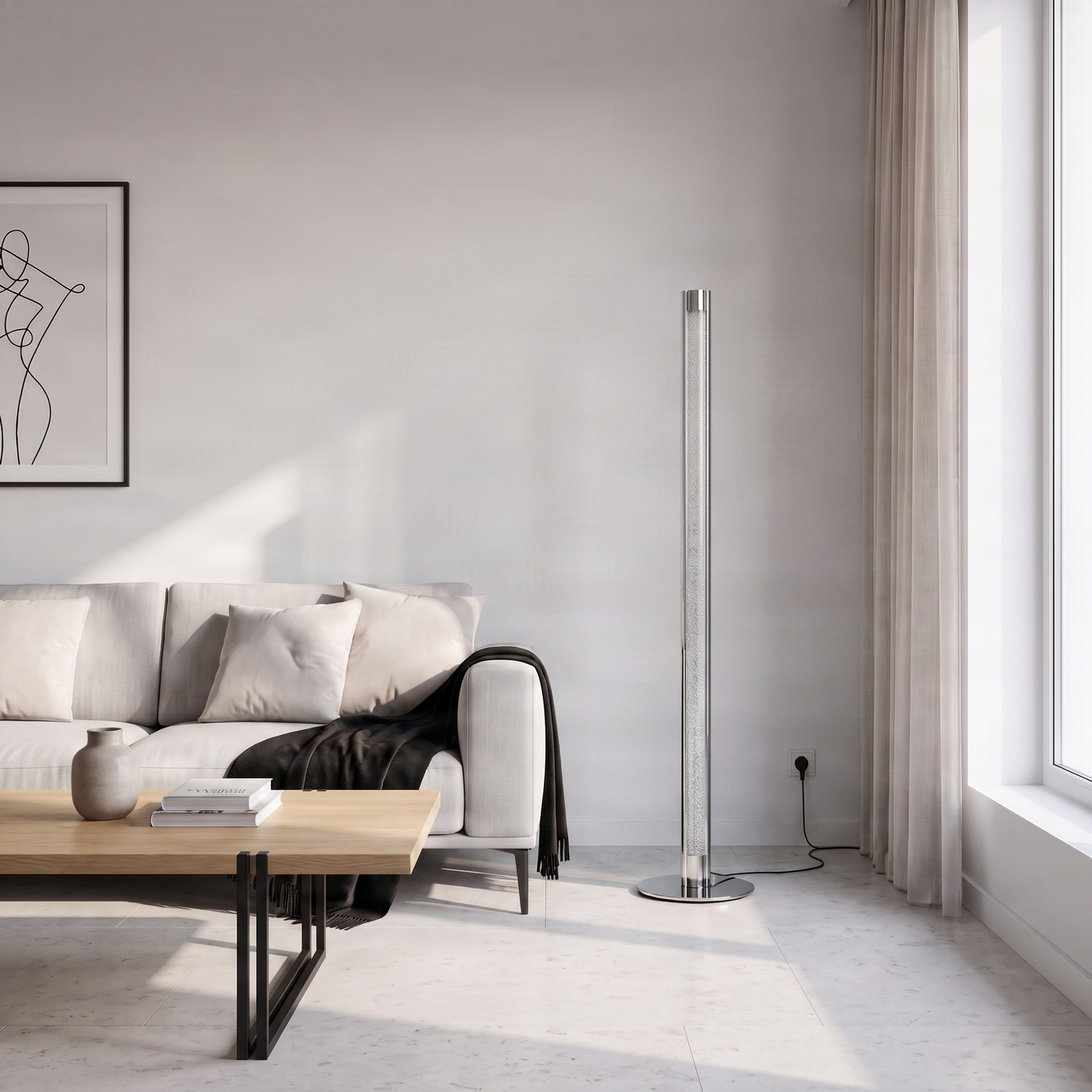 Lampe sur pied LED Lindby Hadis, RVB, télécommande, blanc, 120 cm Lampe sur pied LED Lindby Hadis, RVB, télécommande, blanc, 120 cm