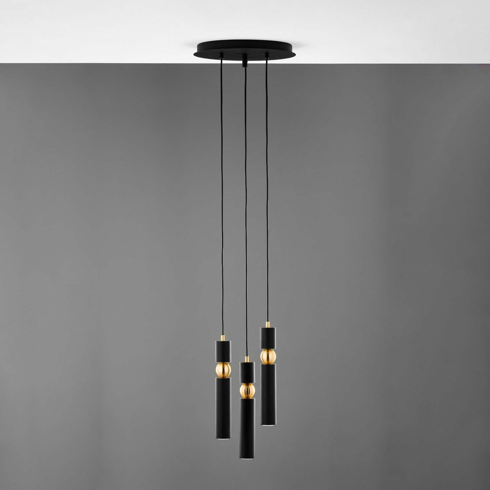 Alas pendant light, 3-bulb, black, metal, GU10