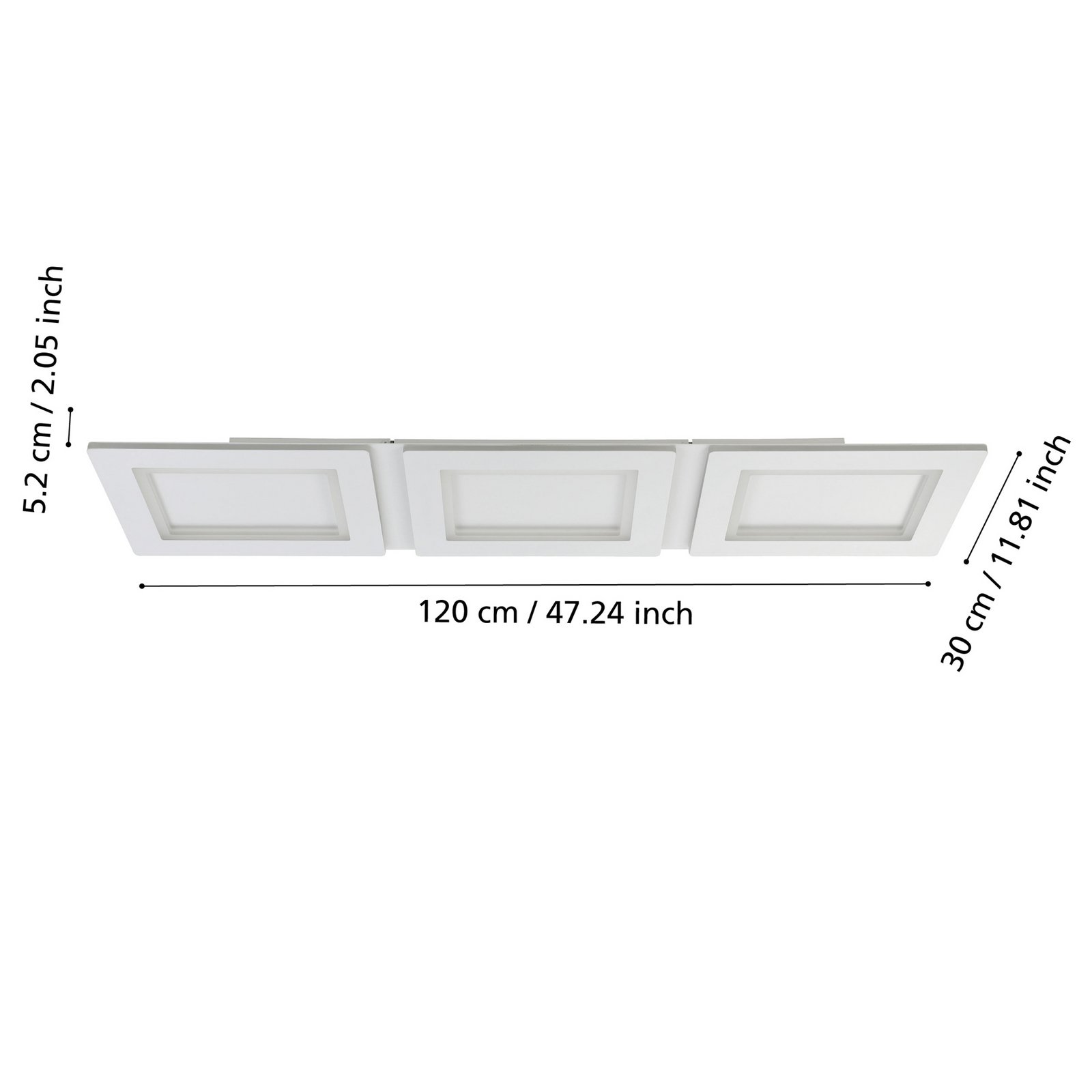 EGLO connect LED ceiling lamp Padrogiano-Z 3-bulb, 120 x 30 cm