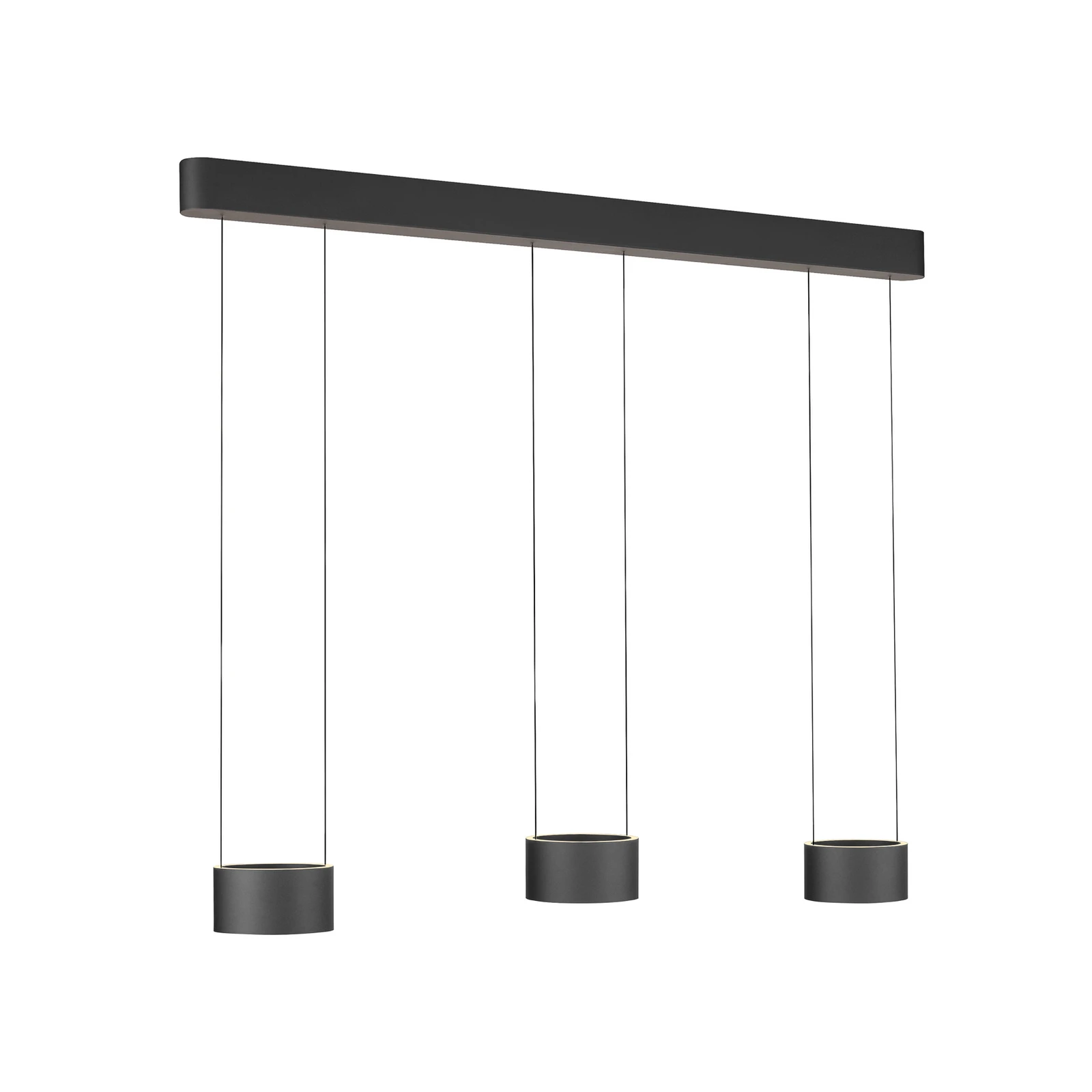 Lámpara colgante LED PURE Clipse, gris, longitud 110 cm, CCT, 6 luces.