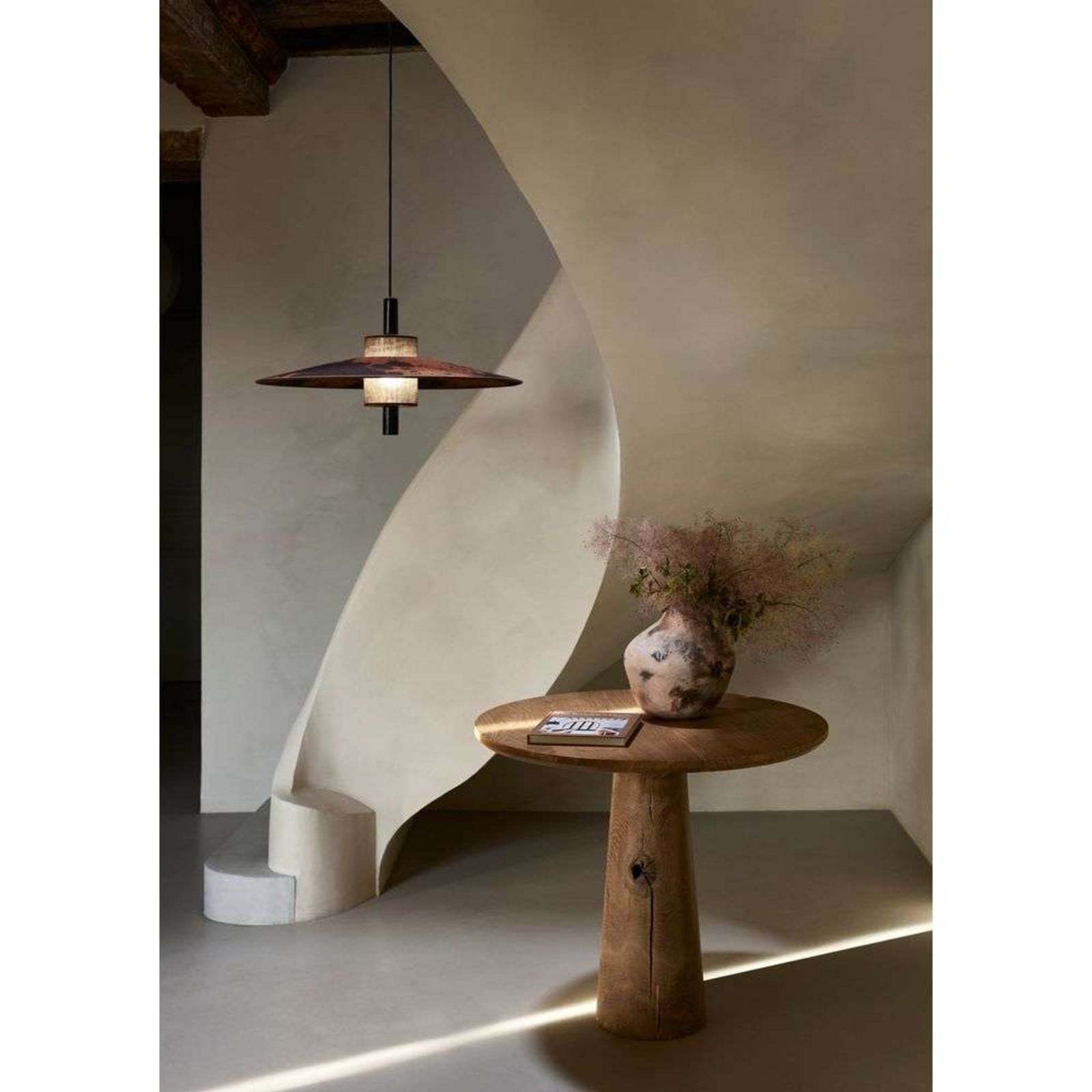 Thésée Pendelleuchte M, terracota, Ø 70 cm Forestier - Esszimmer - Stoff / Textil - Mit Schirm
