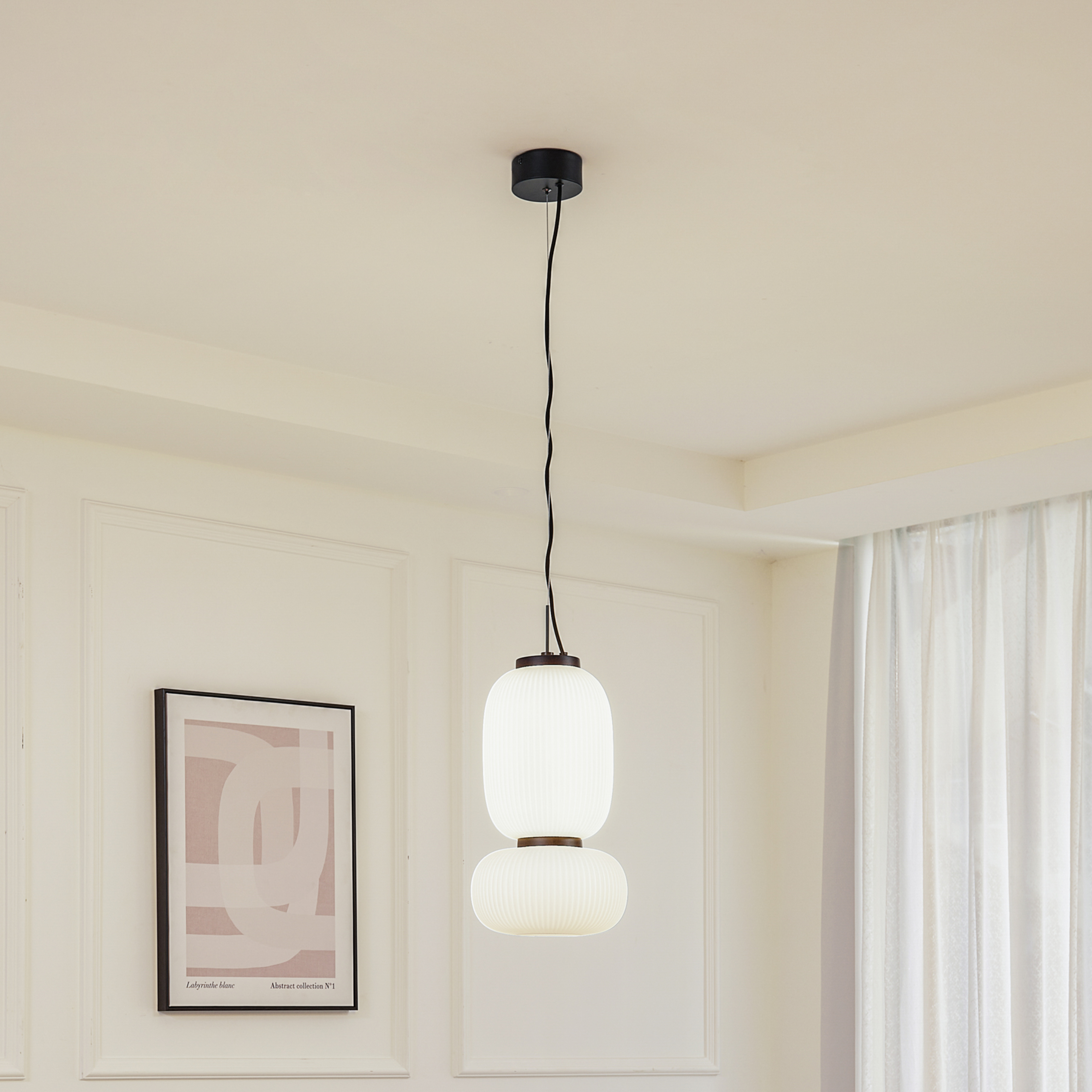 Lucande LED závěsné svítidlo Lucya, 2 světla, sklo, bílá, 43 cm
