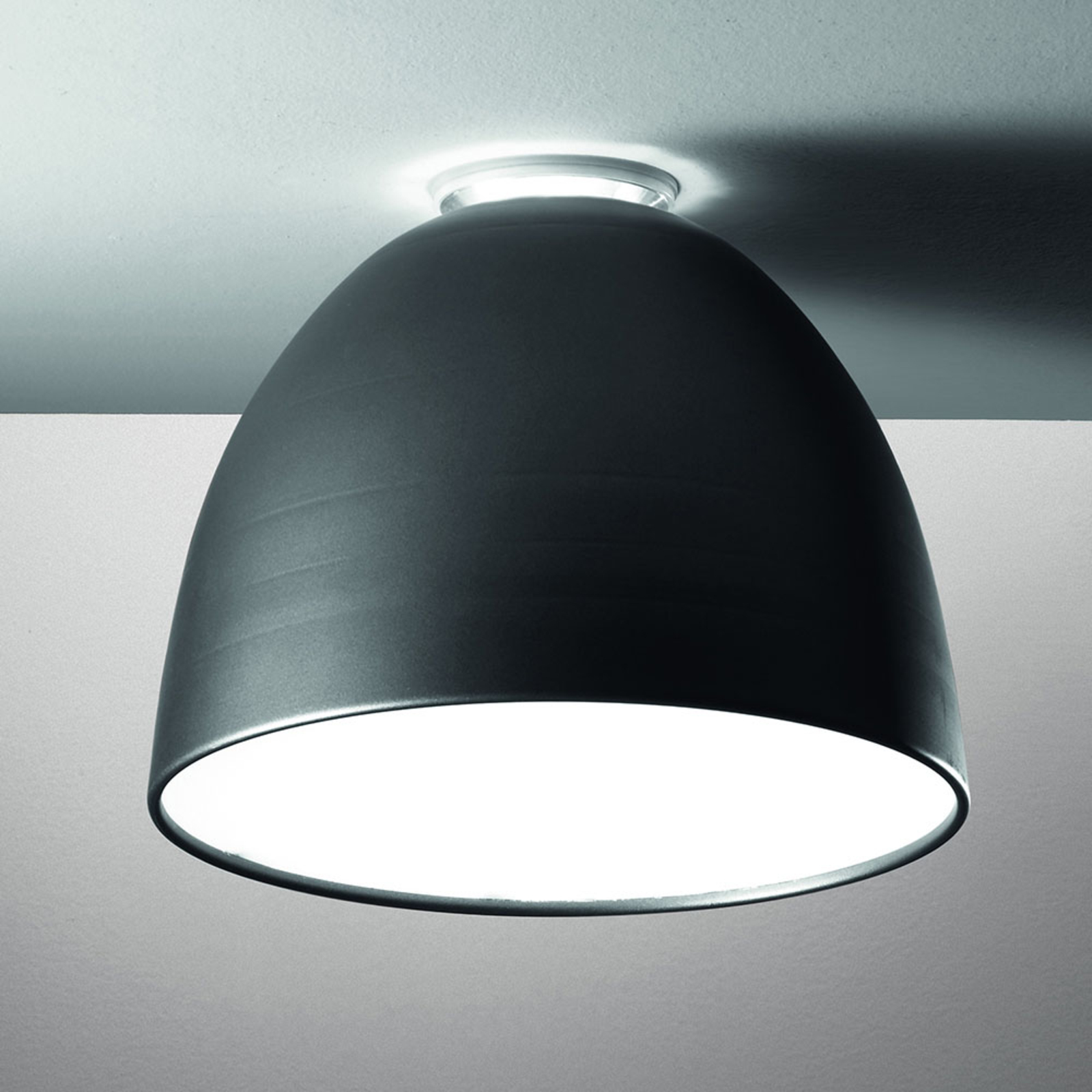 Artemide Nur Mini LED ceiling light, anthracite, for Living / Dining Room, aluminium, methacrylate, 30 W, energy efficiency: A+, H: 28 cm