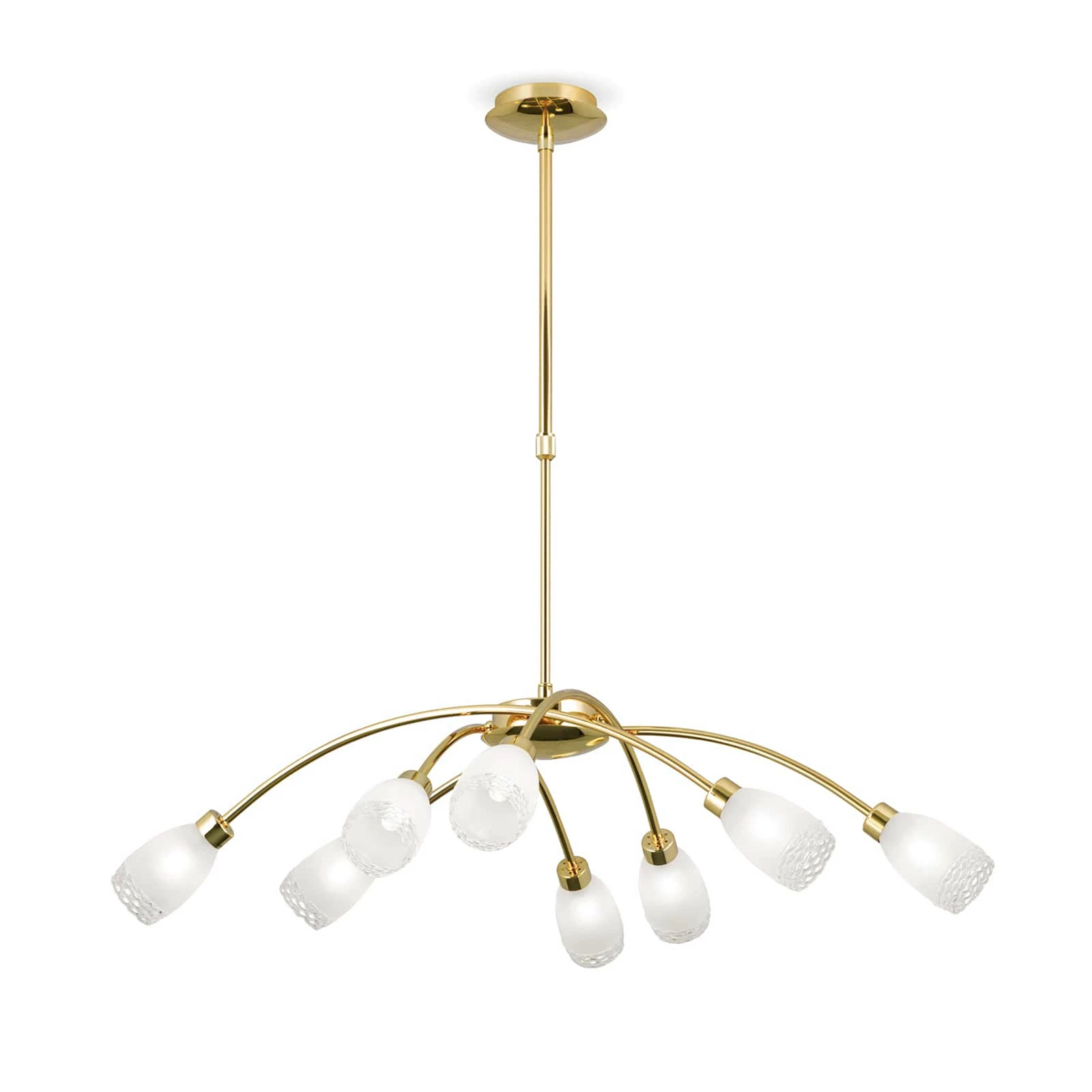 CARLA viseća lampa, boje mesinga, Ø 84 cm, metal/staklo, 8 žarulja.