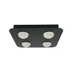 Lindby Deckenleuchte Jyla, schwarz, 4.200 K, 4-flg., Linse