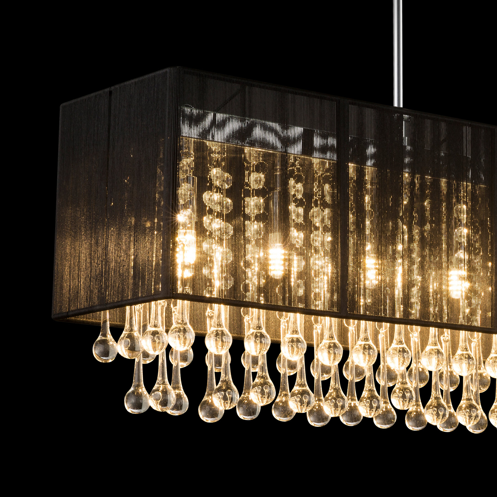 Bagana LED hanging light, metal, glass and silk