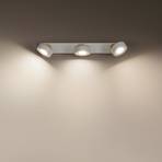 LEDVANCE Spot pour plafond LED Pluto, acier, bois, 3 lampes, blanc