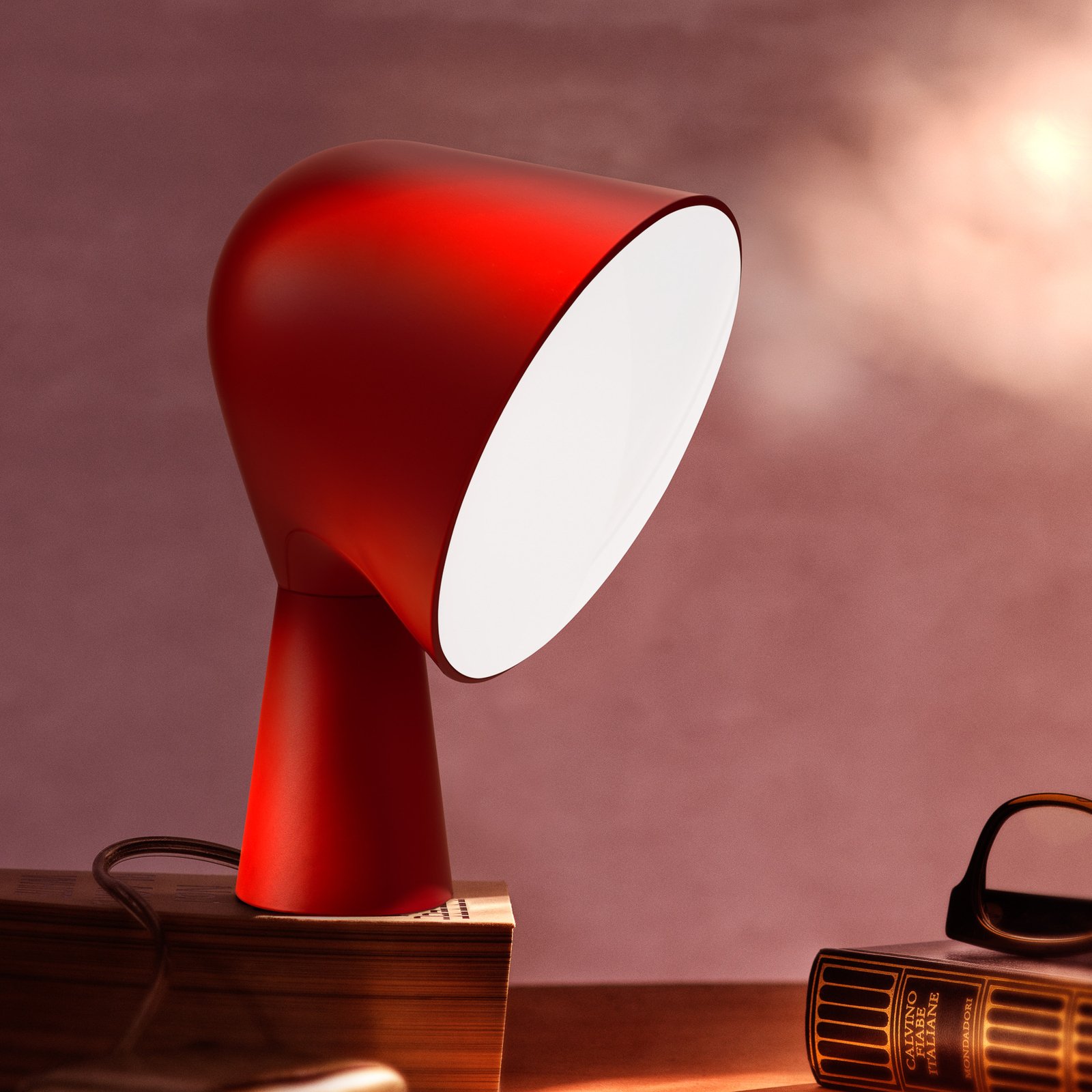 Foscarini Binic designerska lampa stołowa czerwona
