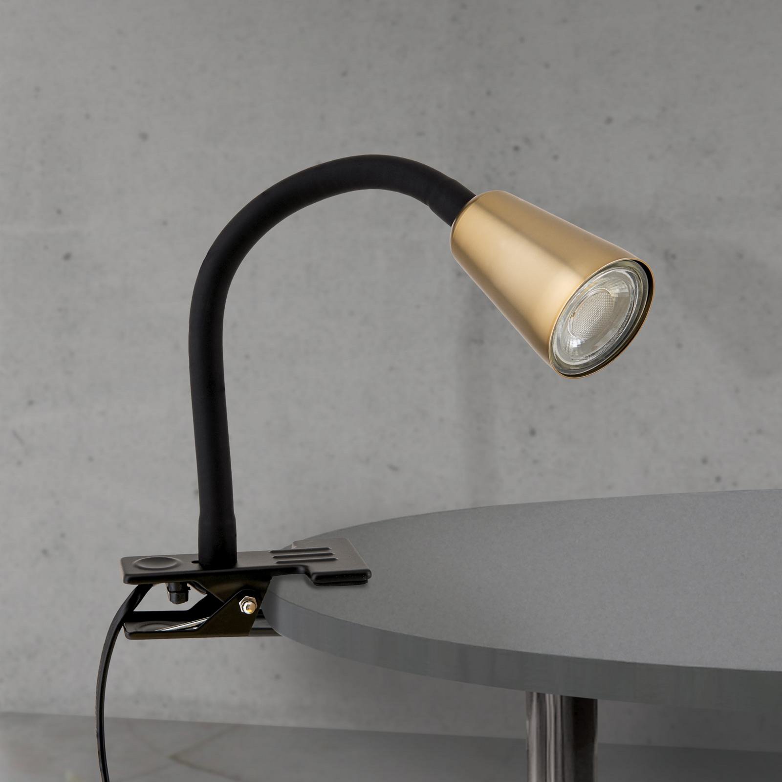 Klemlampe Dotty, messingfarvet, højde 33 cm, GU10