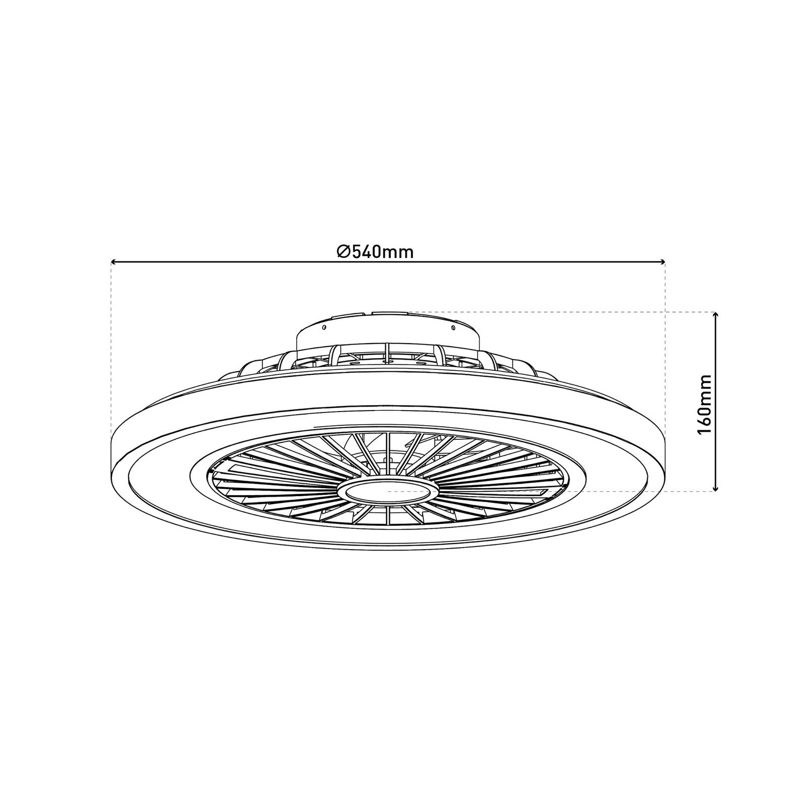 Wentylator sufitowy LED z oświetleniem Arioso, cichy, Ø 54 cm, CCT