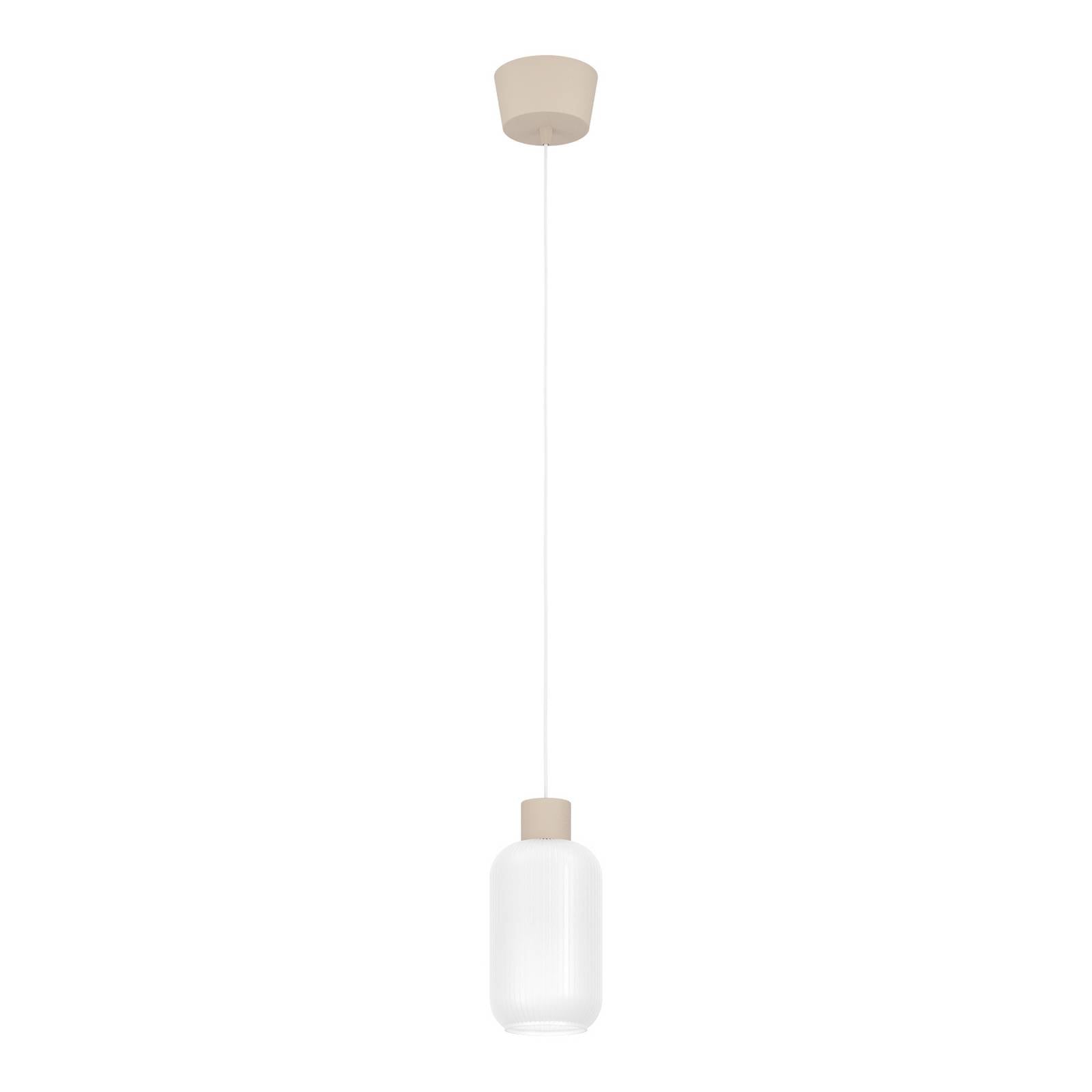 Hängeleuchte Dasmina, Ø 13 cm, weiß/sand, Glas, E27