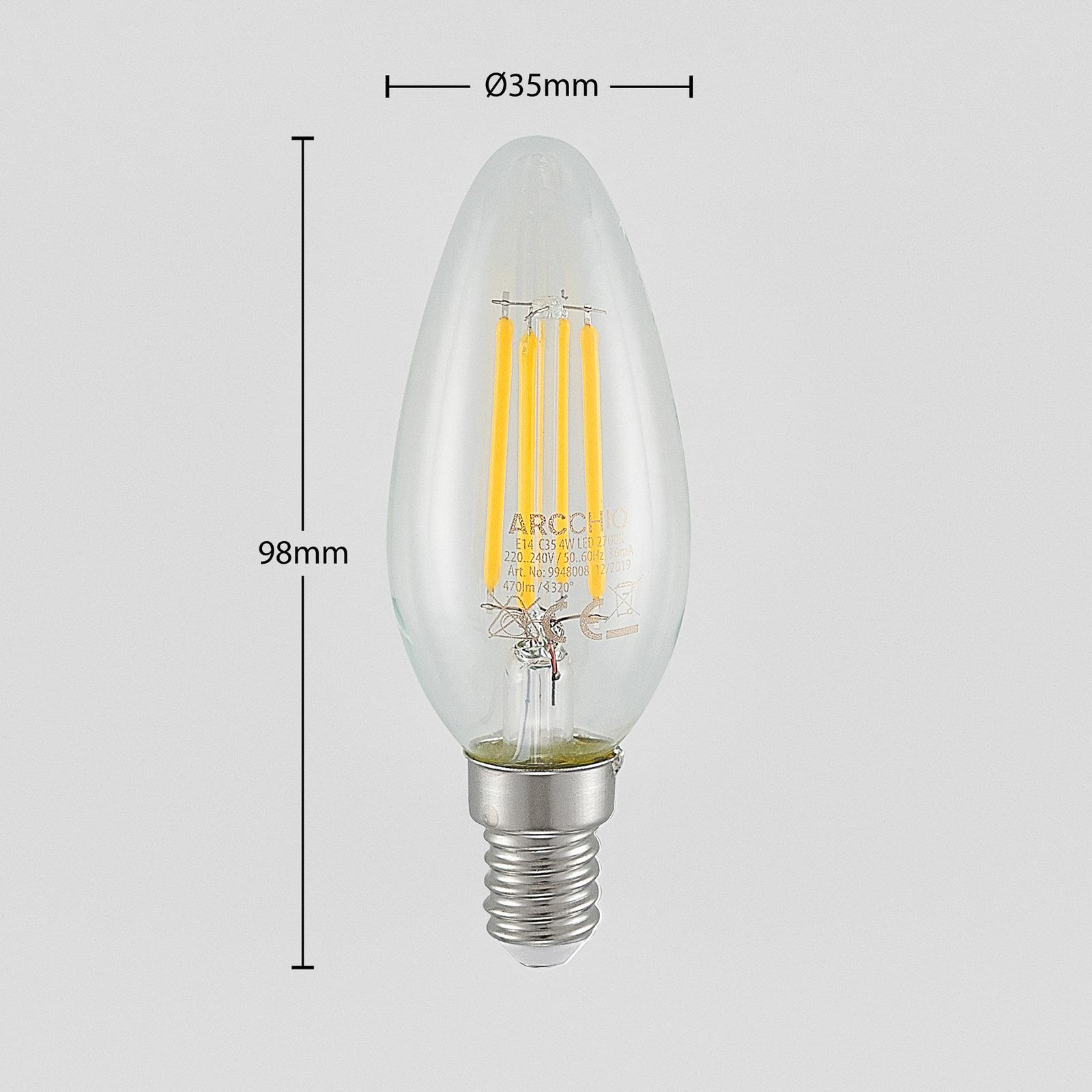 LED filament lamp E14 4W 827 3-Step-dimmer 2/set