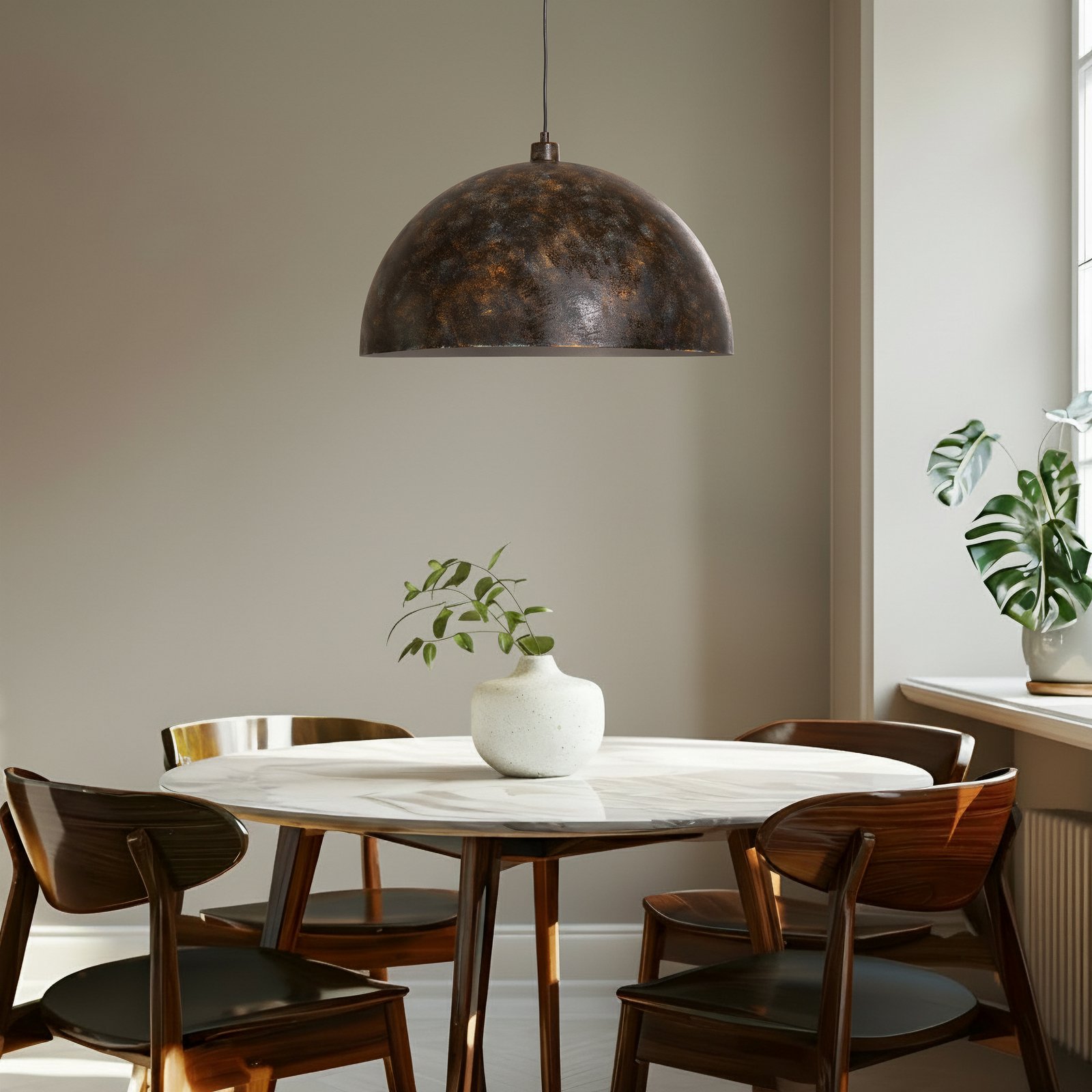 Berceste pendant light, Ø 60 cm, aged brass, metal