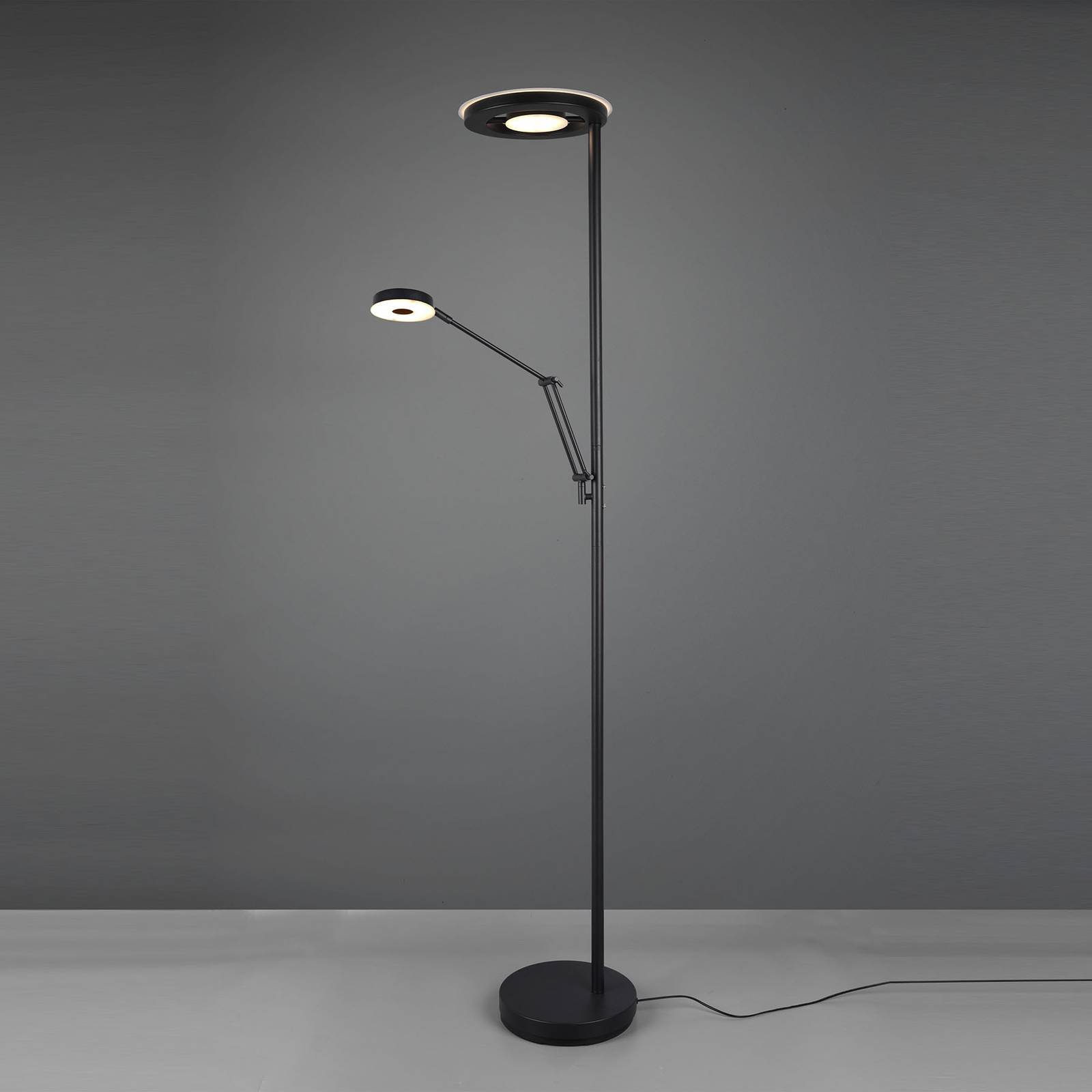 Barrie LED-uplight lampe m læselampe, mat sort