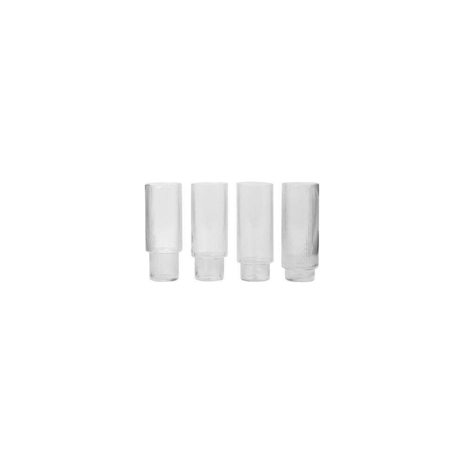 Ripple Long Drink Glasses Set of 4 Clear - ferm LIVING