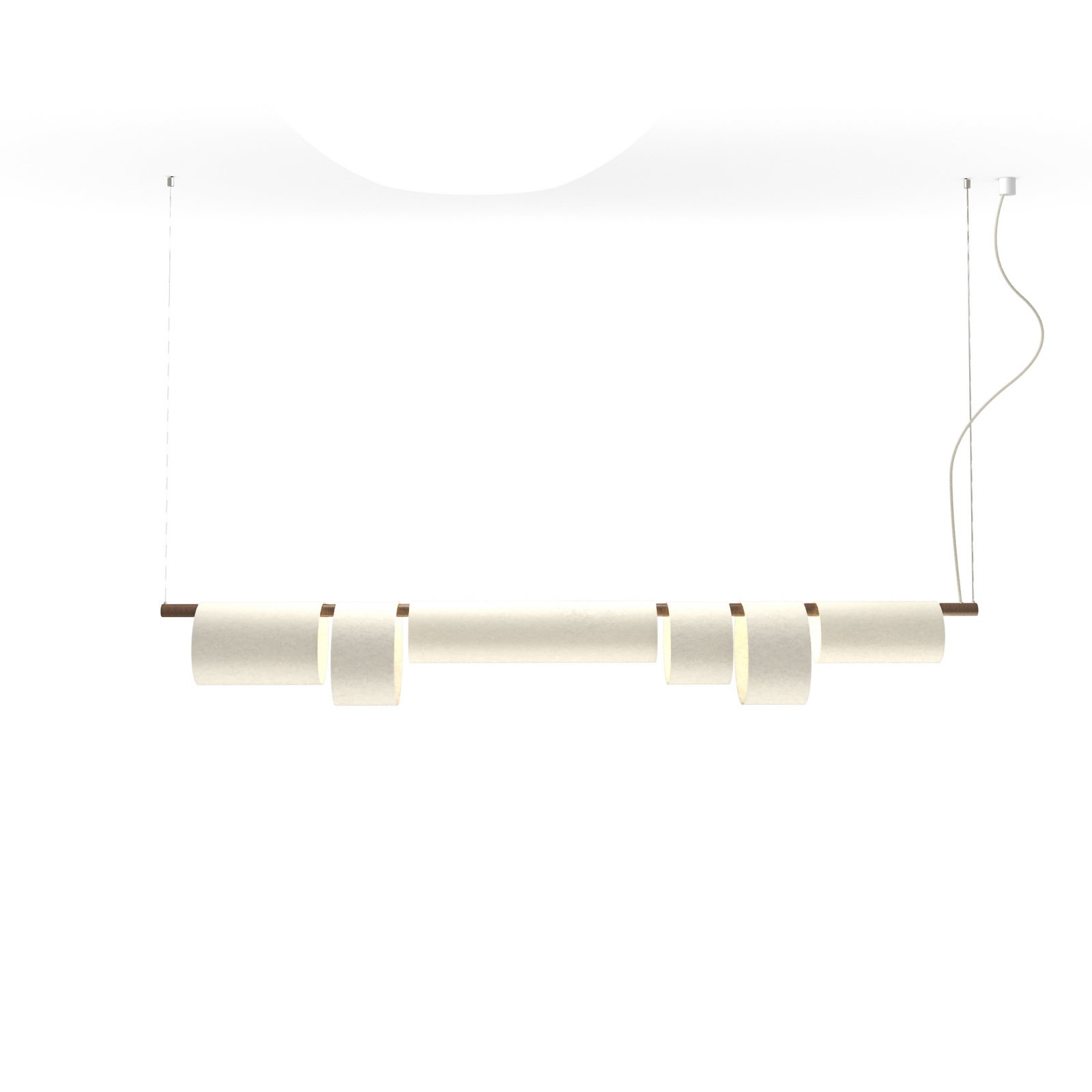 Suspension Lucande Kirim, blanc crème, tissu, longueur 137 cm Suspension Lucande Kirim, blanc crème, tissu, longueur 137 cm