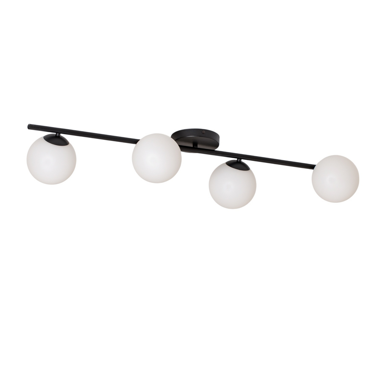 Deckenleuchte Glassy, 4-flg., linear, schwarz/opal