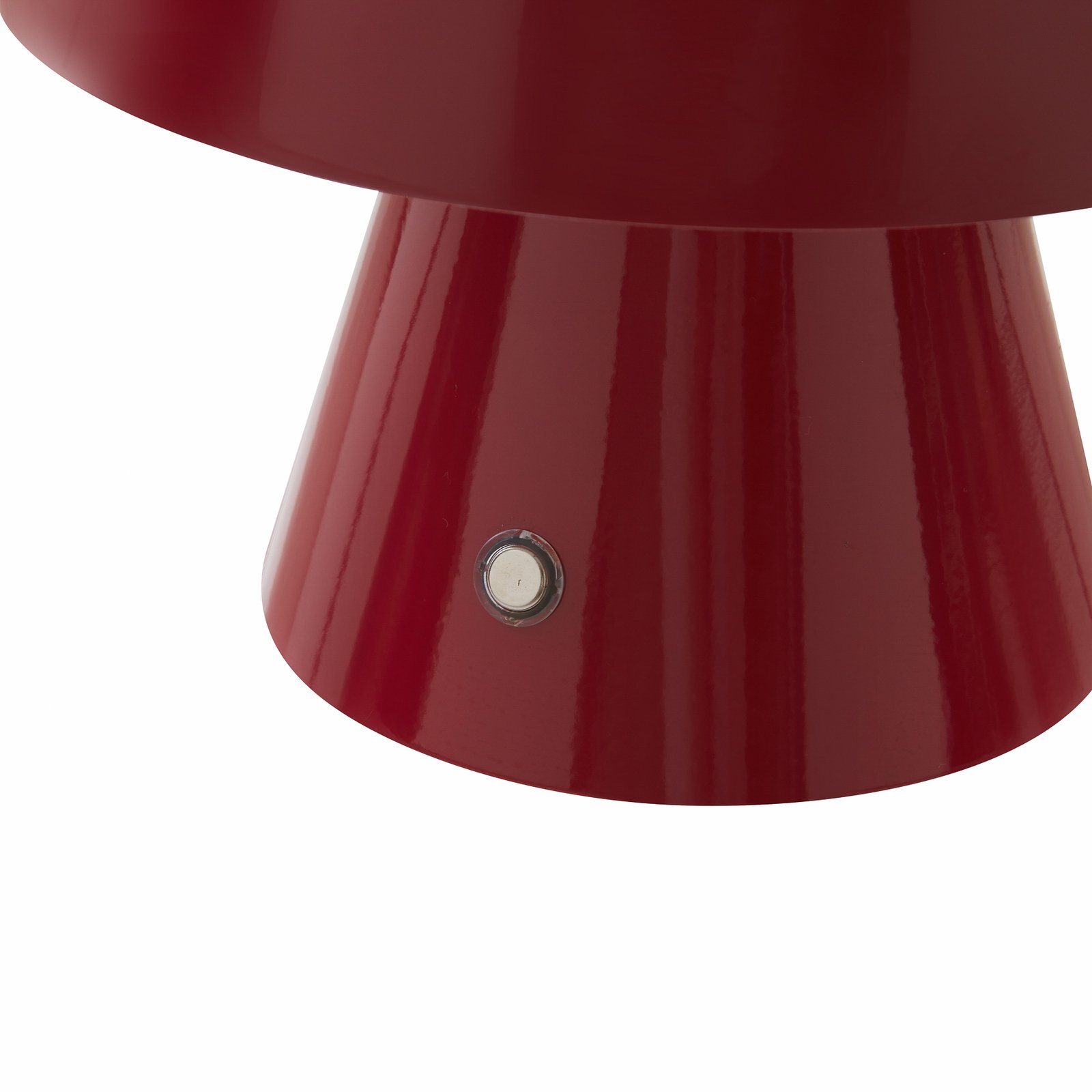 Lindby LED-Akkutischlampe Nevijo, rot, Ø18cm, USB, Dimmer