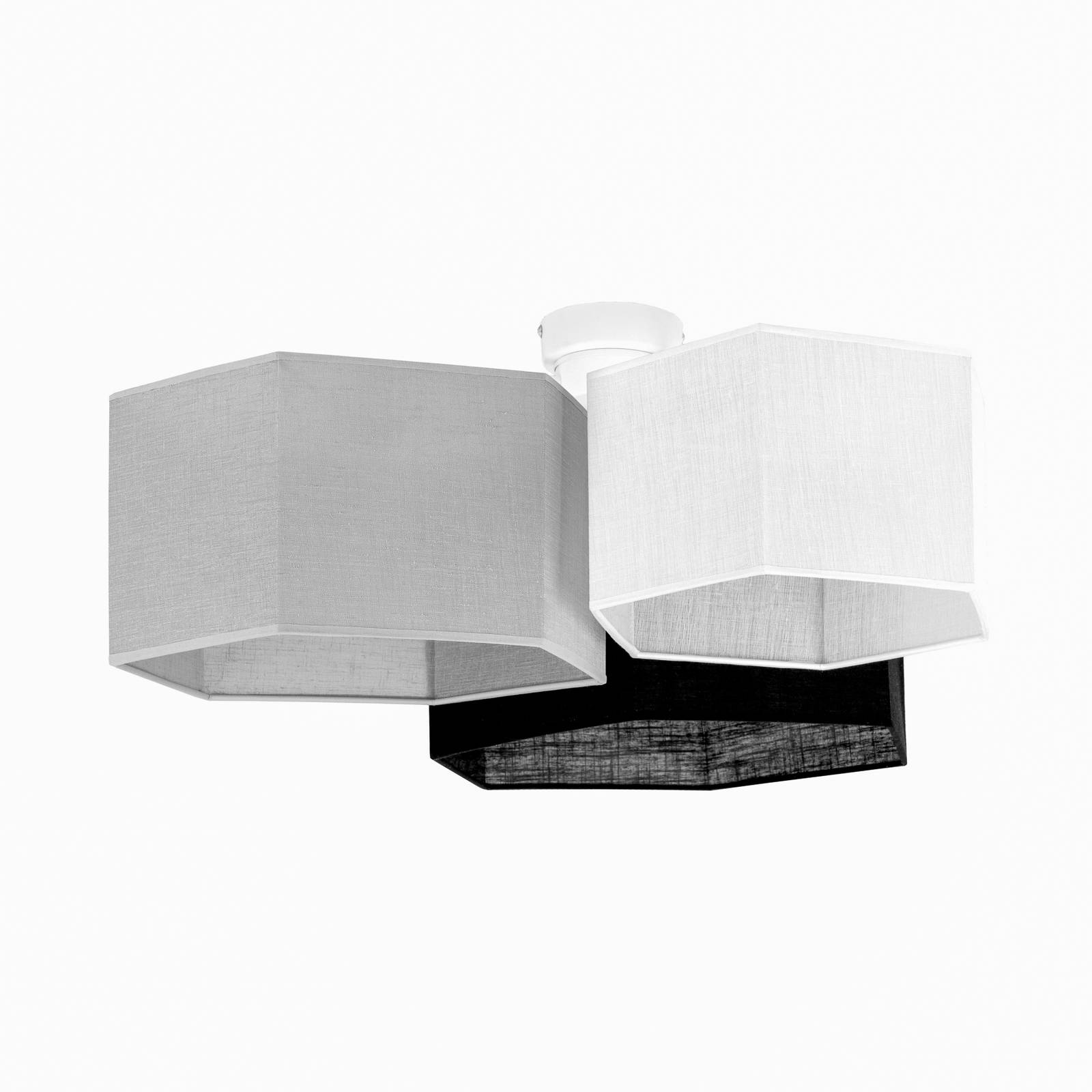 Euluna Deckenlampe Emil, Textil schwarz/grau/weiß, 3-flammig