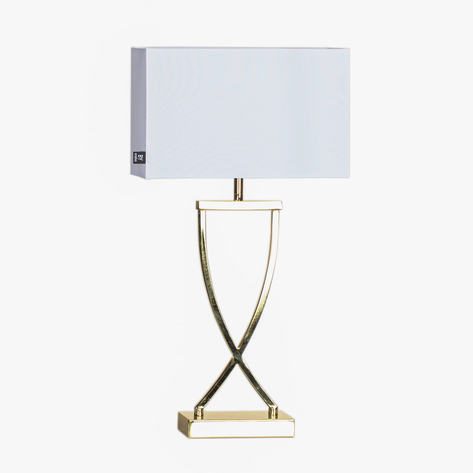 By Rydéns Omega Tischlampe messing/weiß Höhe 52cm