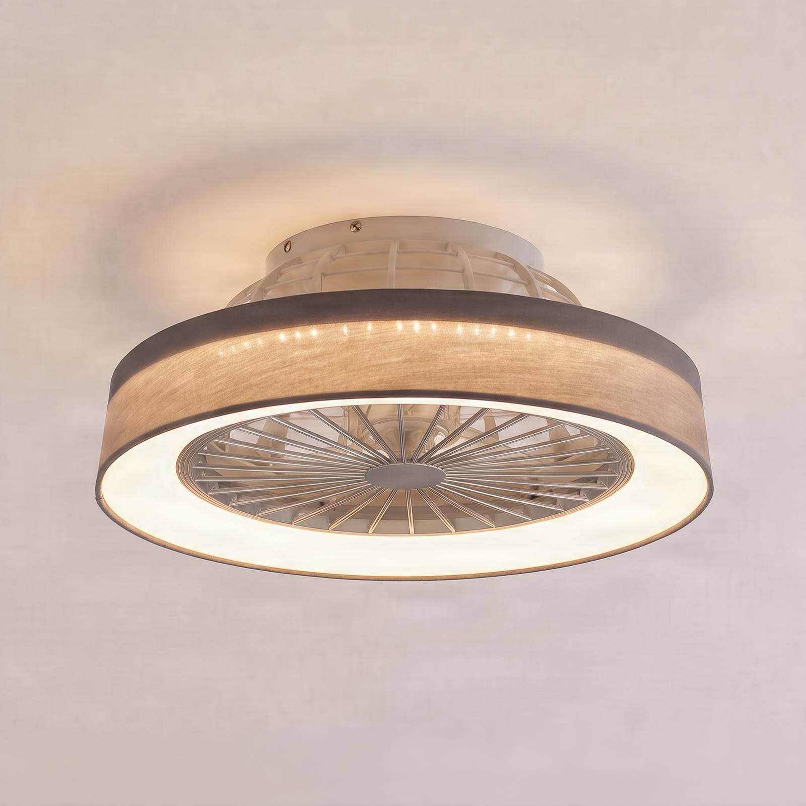 Lindby LED-Deckenventilator Mace, grau, Ø 47 cm, leise, CCT