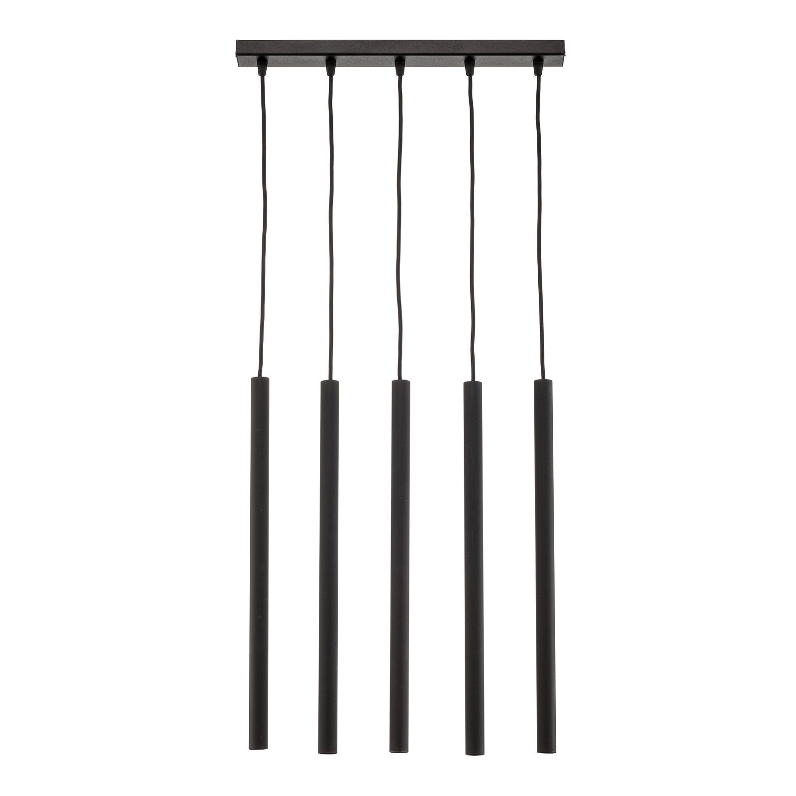 Candeeiro suspenso Thin, preto, cinco luzes, Linear