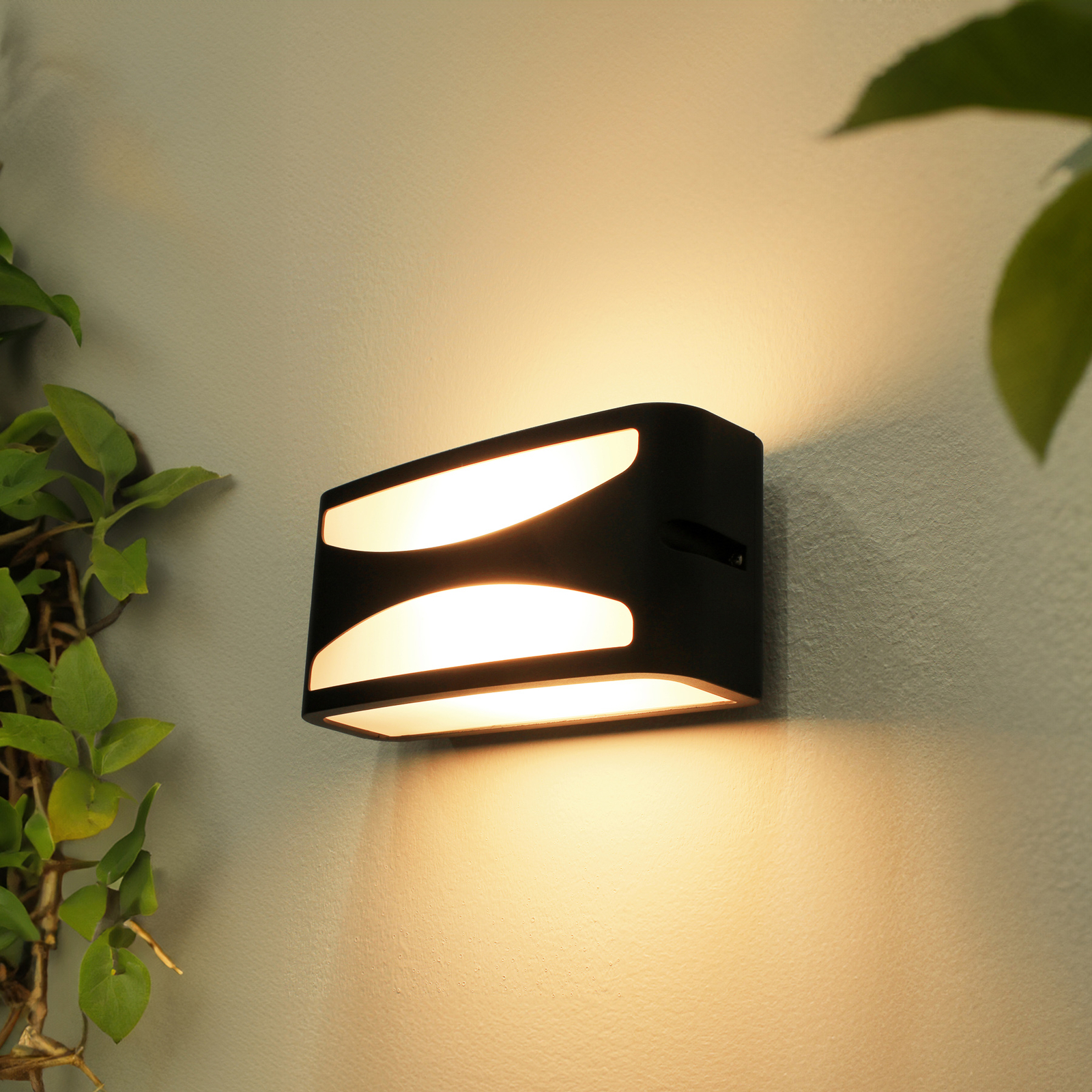 Outdoor wall light Leipzig 1160118, anthracite, width 22 cm
