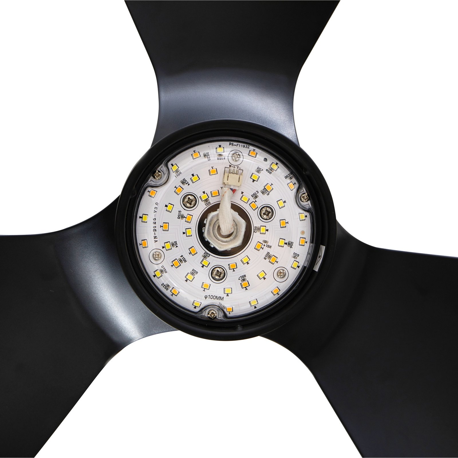 Lindby LED-takvifte Enon, svart, DC-motor, stillegående