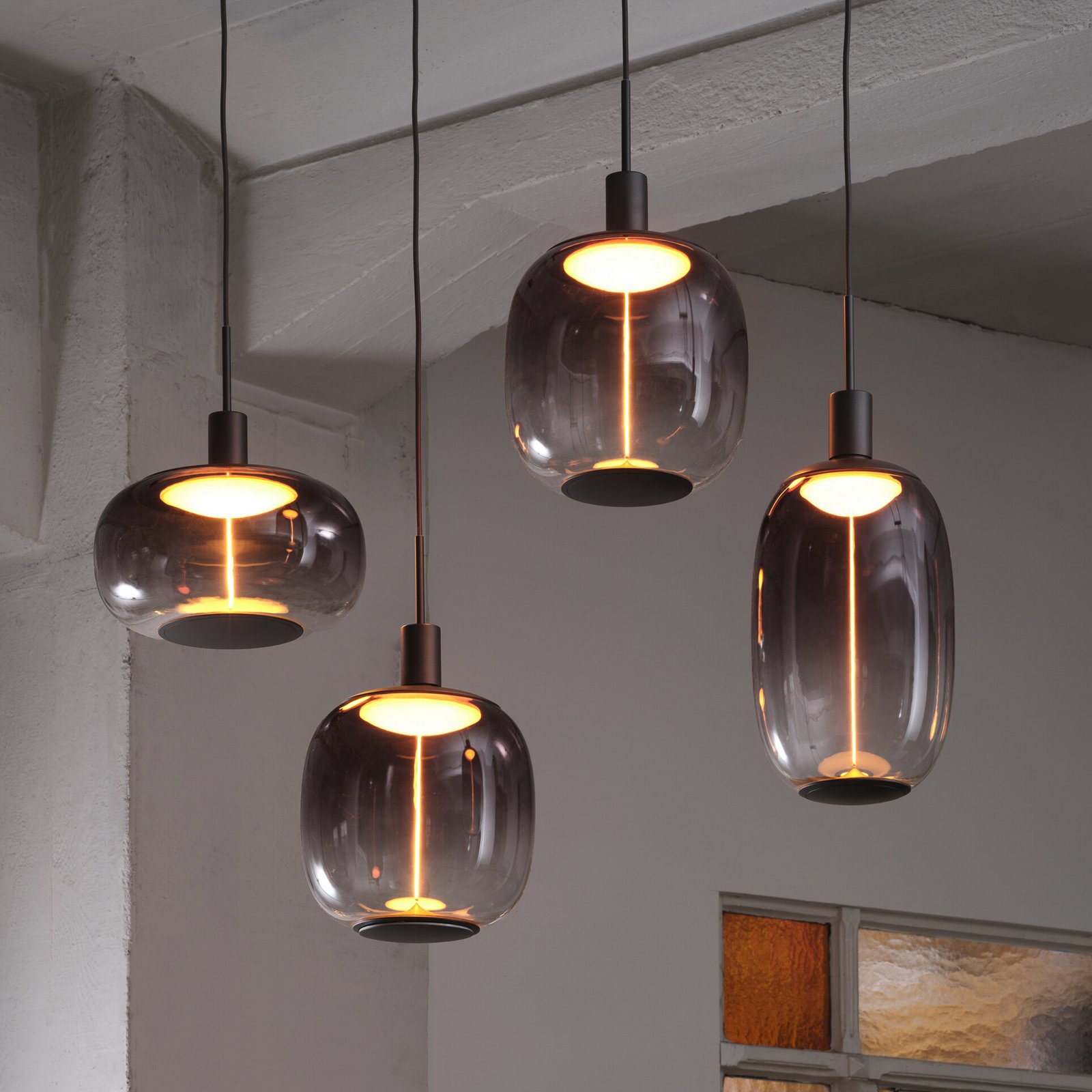 Suspension OSRAM Decor Needle Linear, gris, acier, à 4 lampes E27
