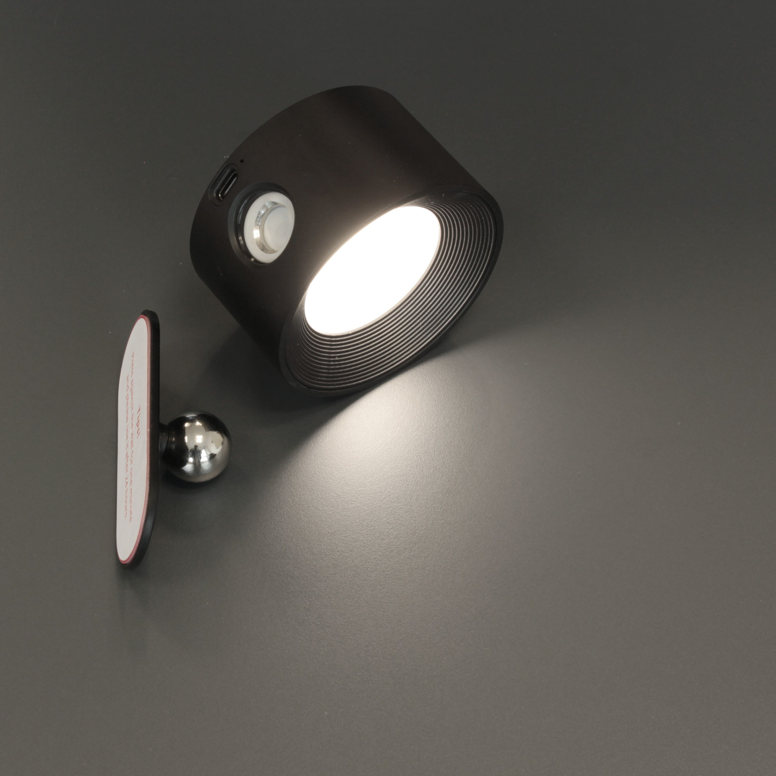 Akku Magnetics LED recarregável, preto, CCT, com íman