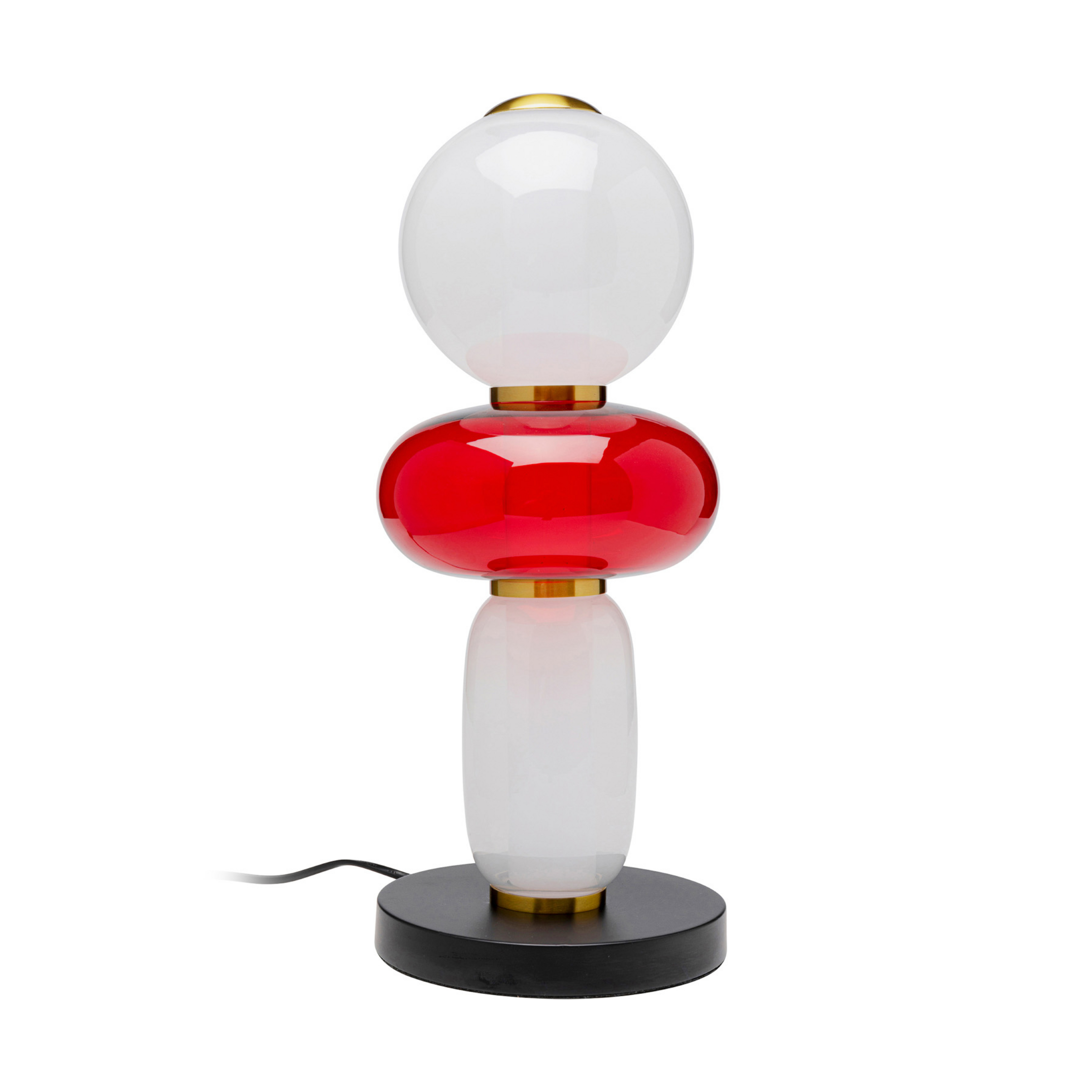 KARE Tischleuchte Sugar, weiß/rot, Glas, 43 cm hoch, G9