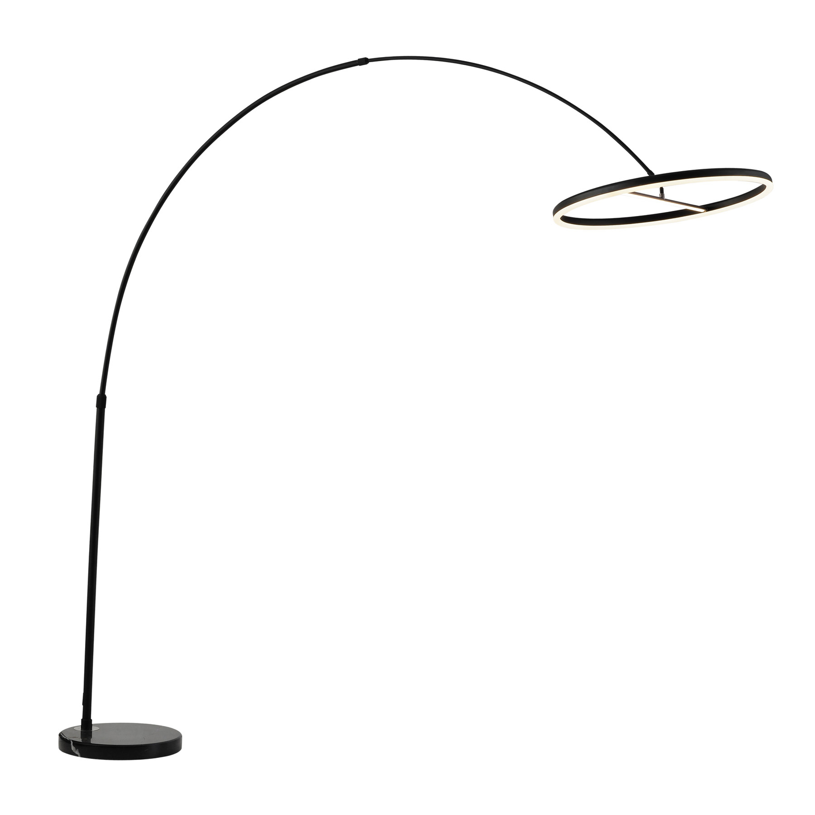 Lucande Virvera lampadaire arqué LED, ronde, noire