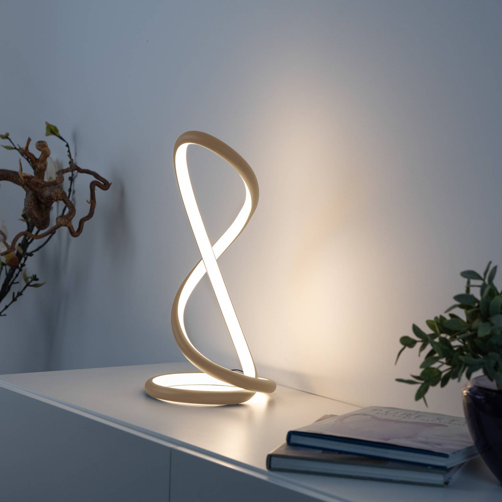 Paul Neuhaus LED-Tischlampe Twist, sandfarben, Höhe 42 cm günstig online kaufen