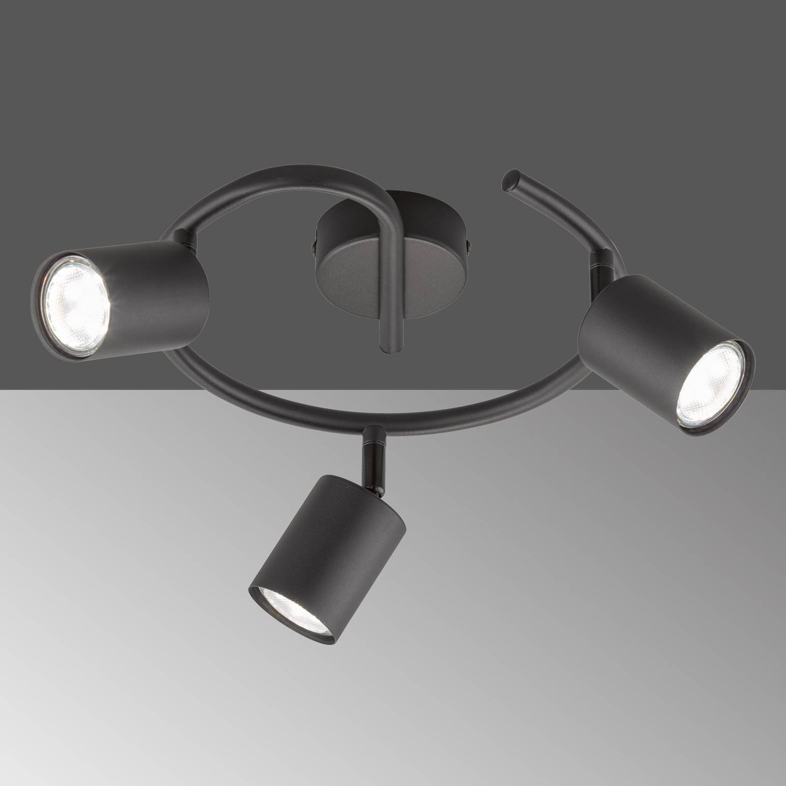 FISCHER & HONSEL LED stropní reflektor Vano černá, 3 zdroje kulaté
