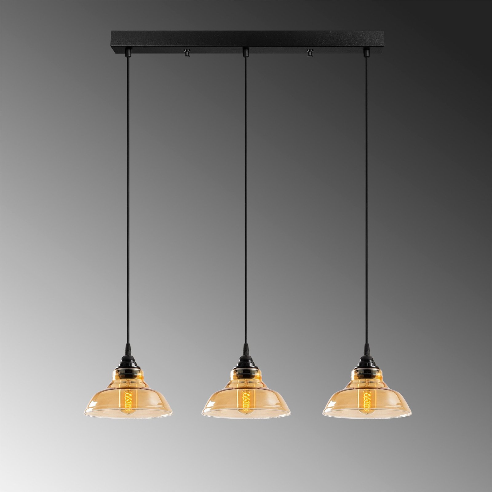Dilberay 326-S hanging light 3-bulb black/amber