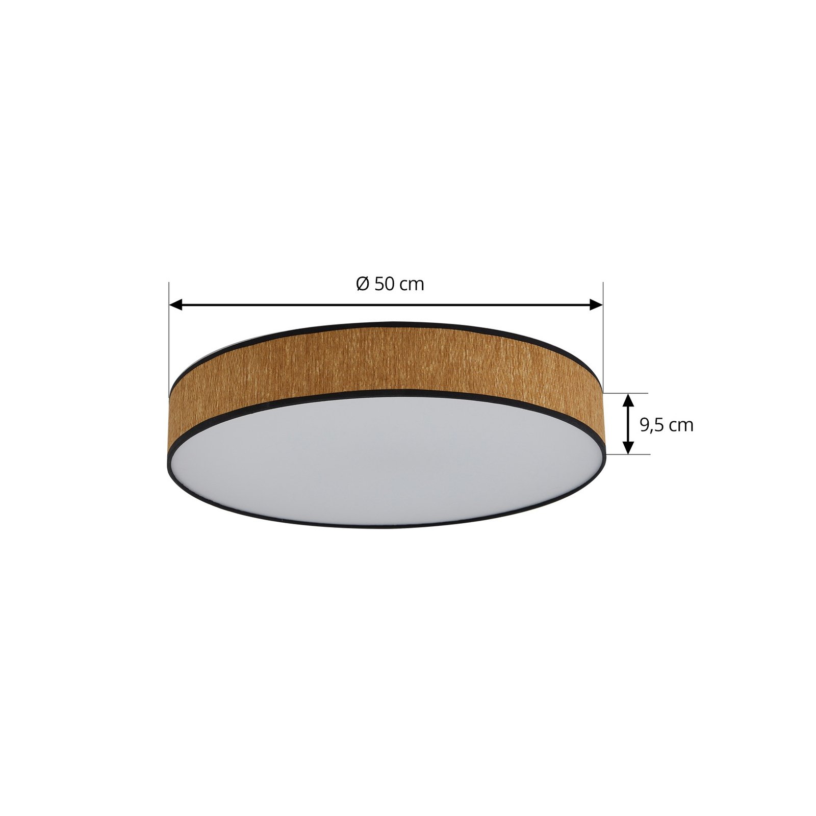 Lindby Plafonnier LED Jutis, beige, varech, Ø 50 cm